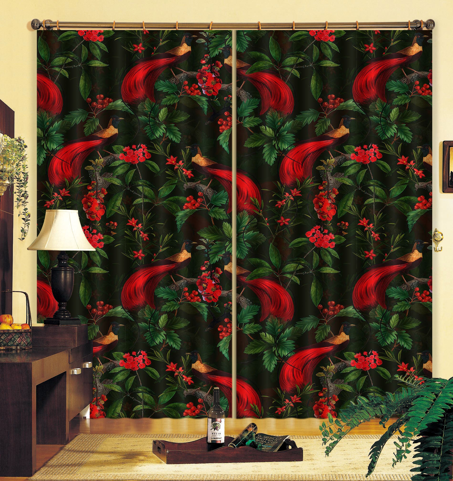 3D Red Wild Flower 177 Uta Naumann Curtain Curtains Drapes