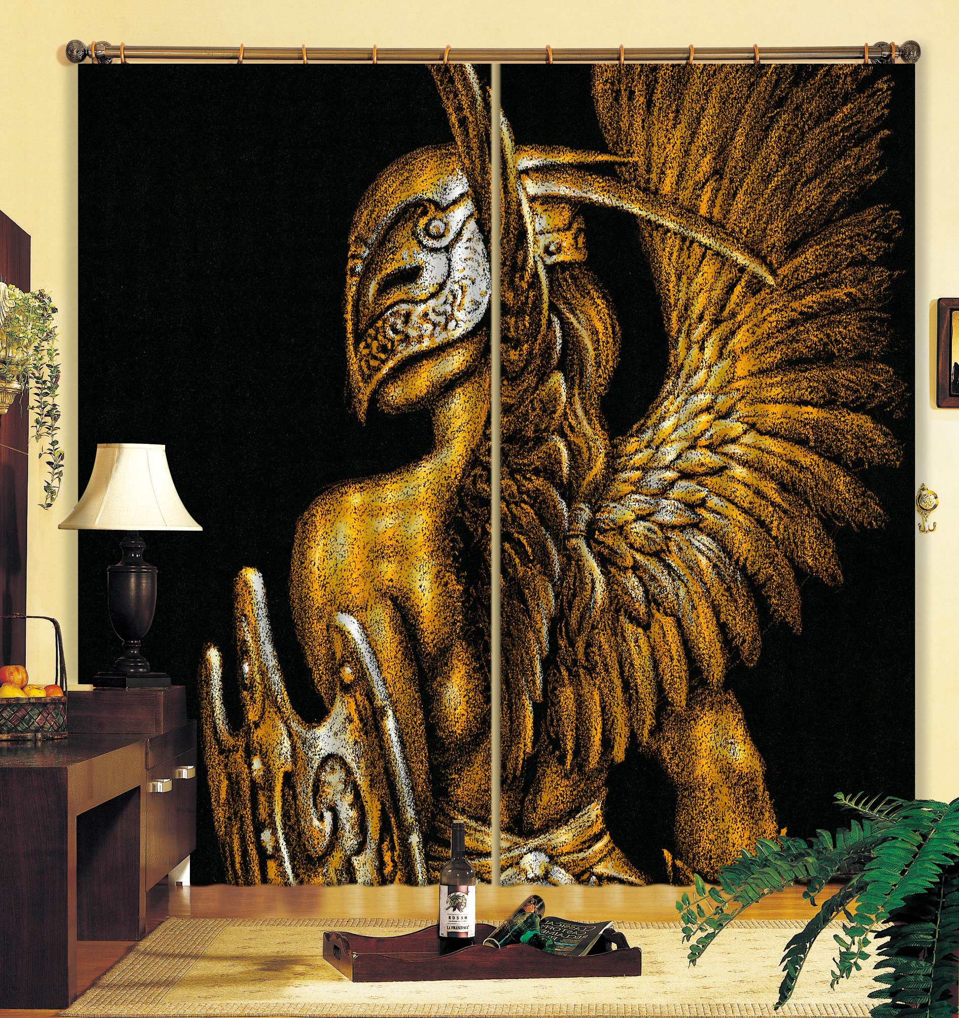 3D Wing Mask Man 7207 Ciruelo Curtain Curtains Drapes