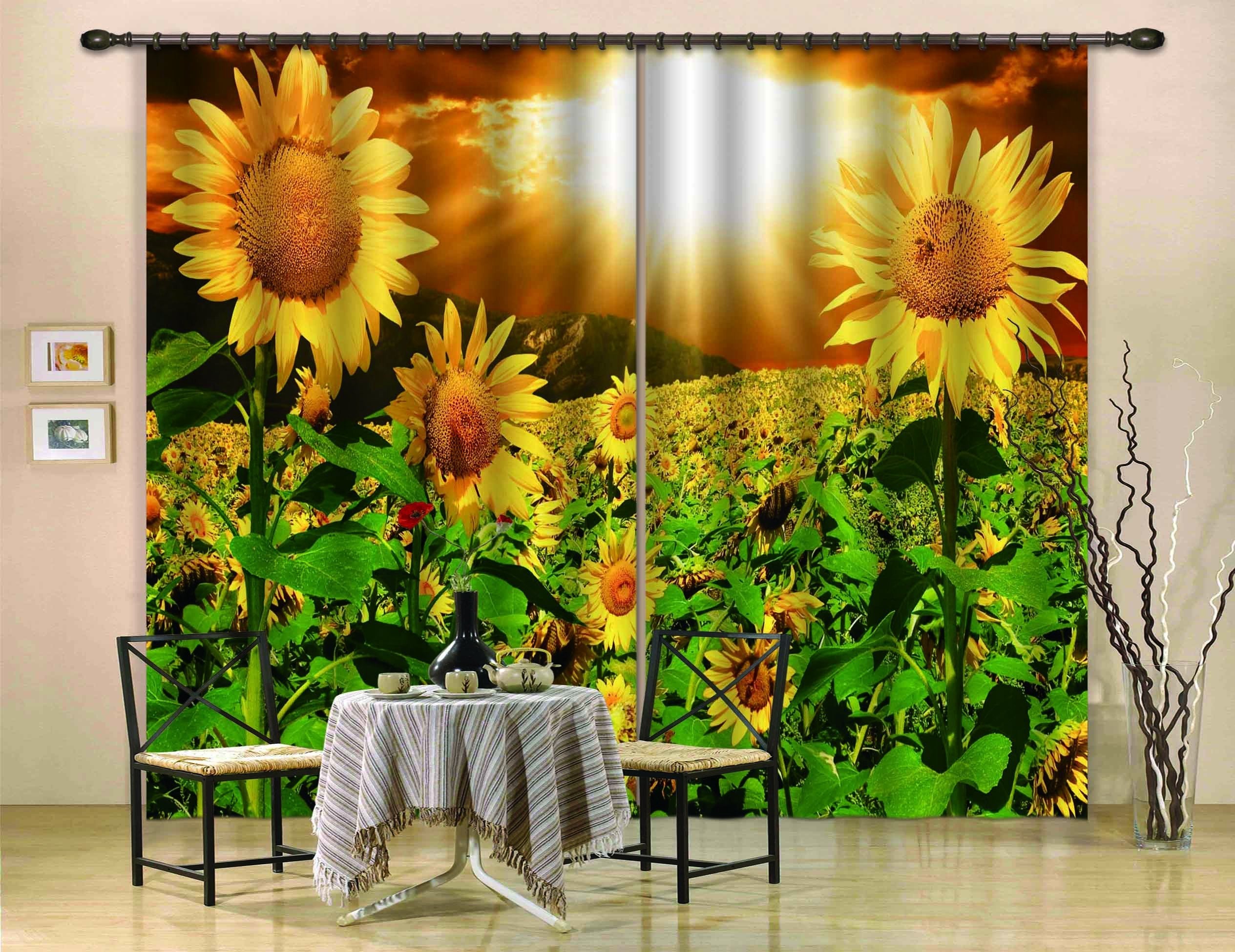 3D Bright Sunflowers Field 824 Curtains Drapes Wallpaper AJ Wallpaper