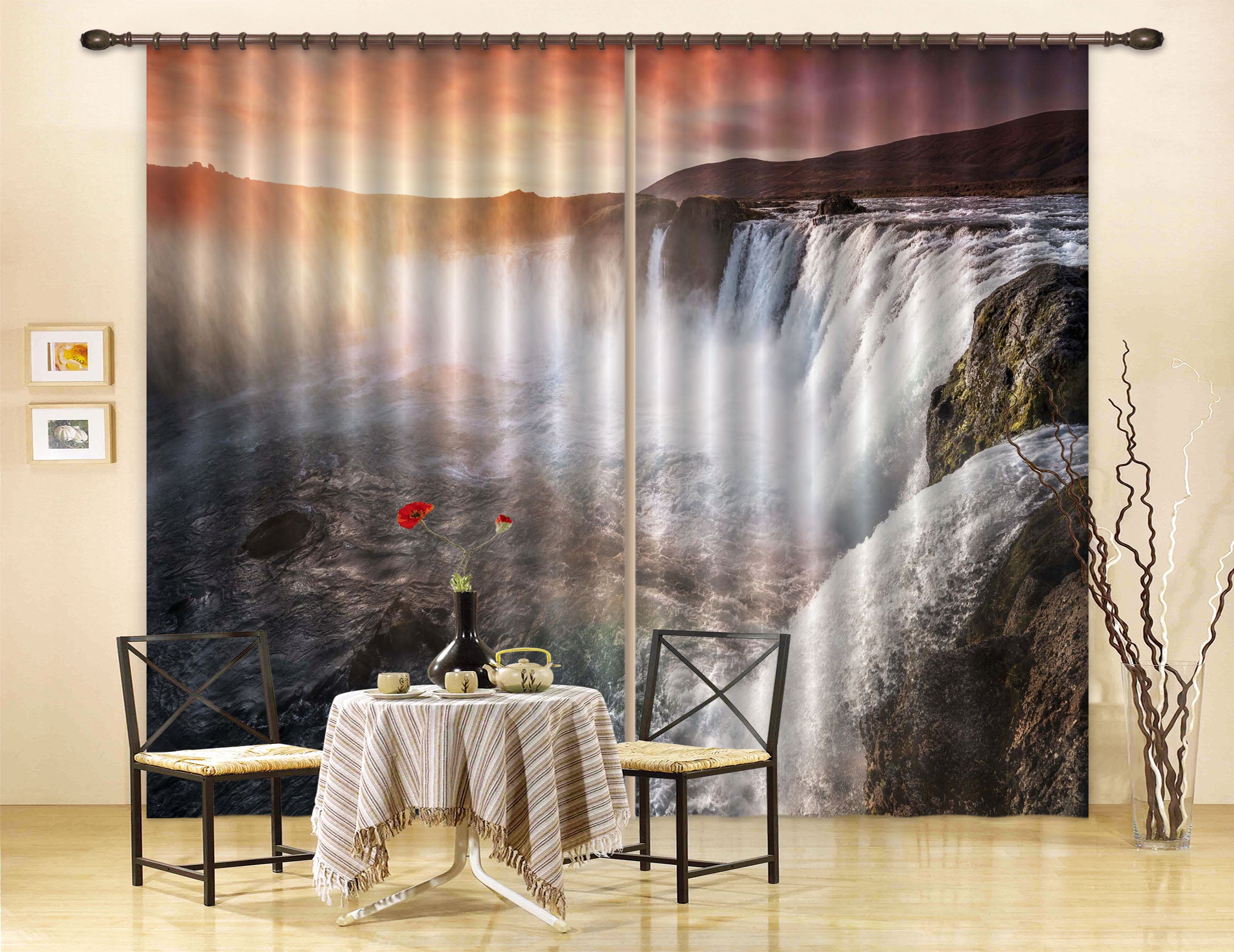 3D Canyon Waterfall 117 Marco Carmassi Curtain Curtains Drapes