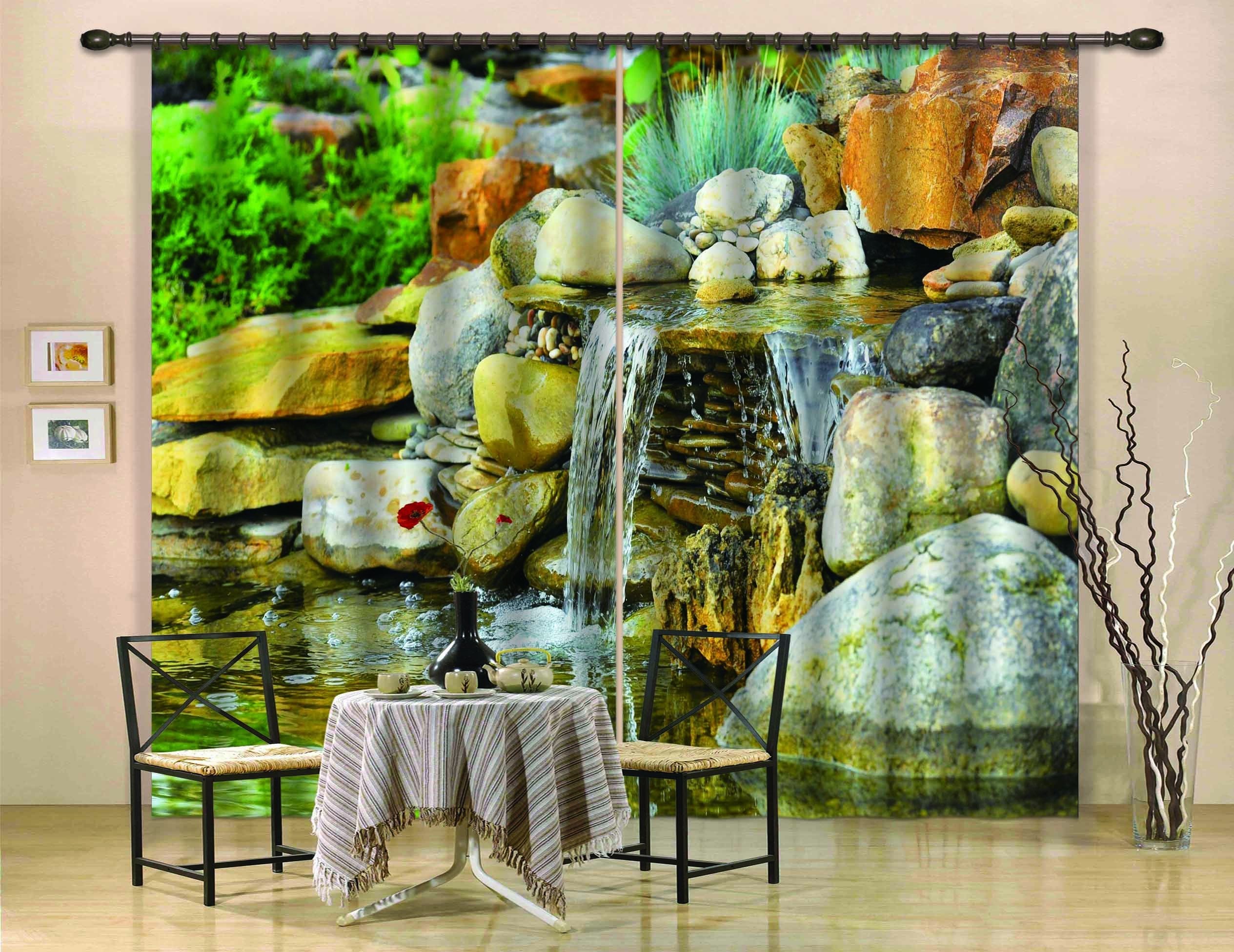 3D Stones Flowing Water 750 Curtains Drapes Wallpaper AJ Wallpaper