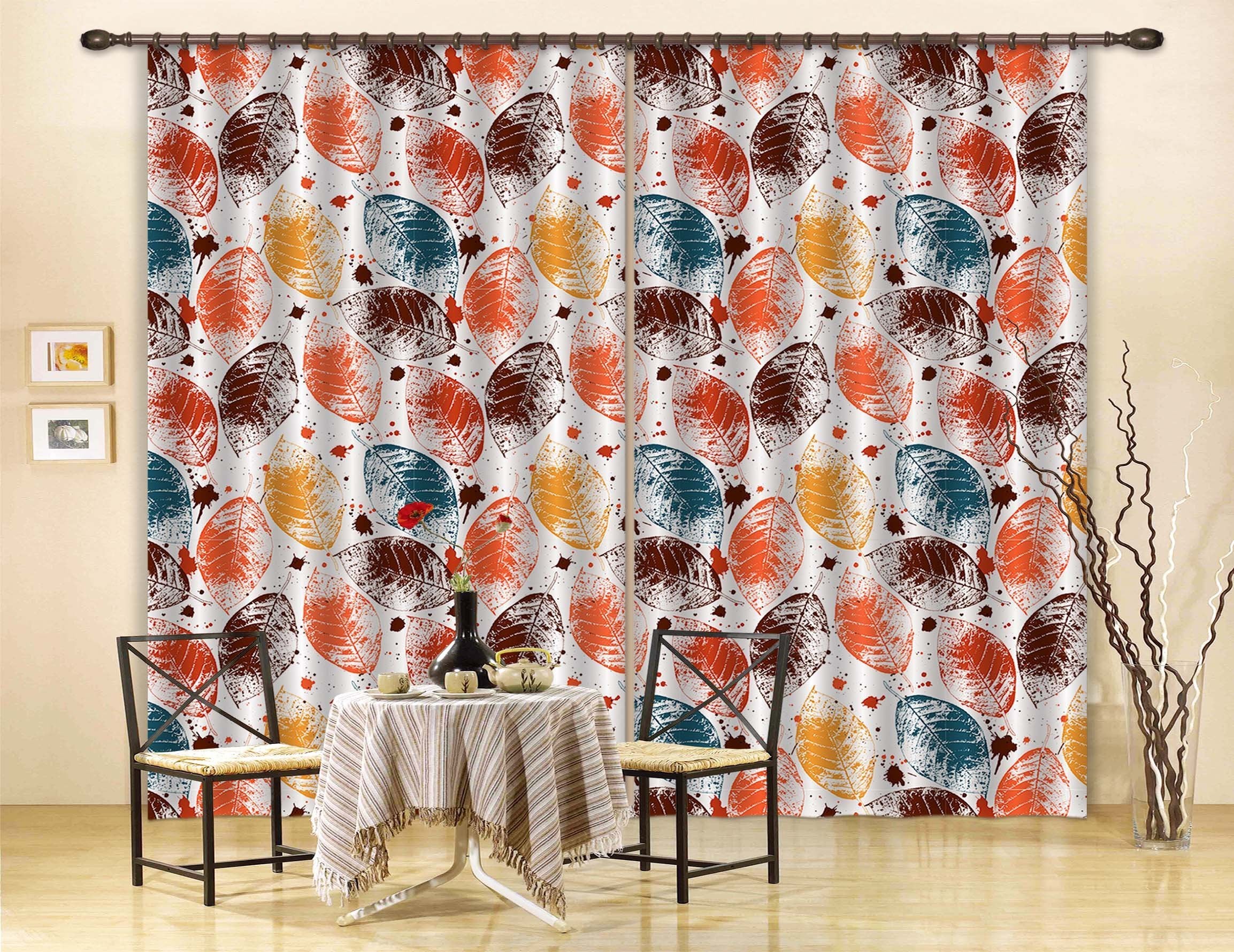 3D Leaves Pattern 672 Curtains Drapes Wallpaper AJ Wallpaper