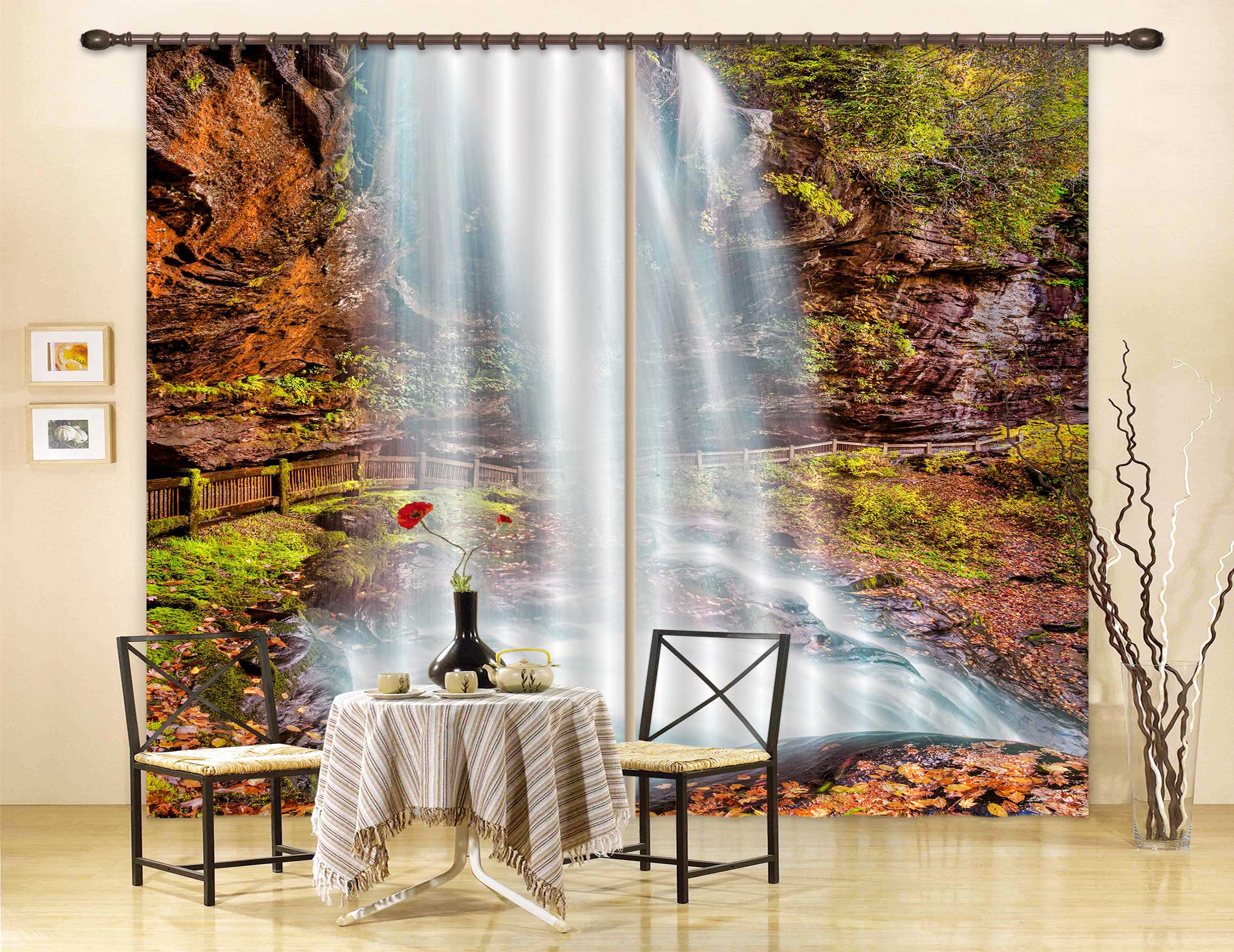 3D Waterfall Rock 5356 Beth Sheridan Curtain Curtains Drapes
