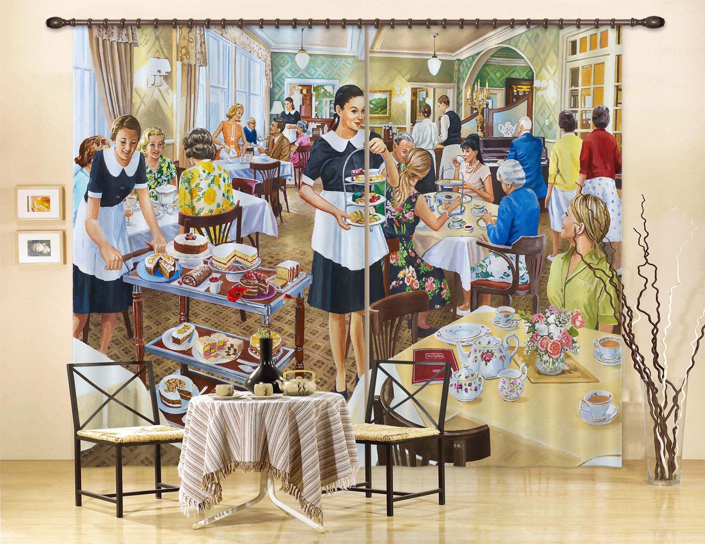 3D Afternoon Tea 708 Curtains Drapes Wallpaper AJ Wallpaper
