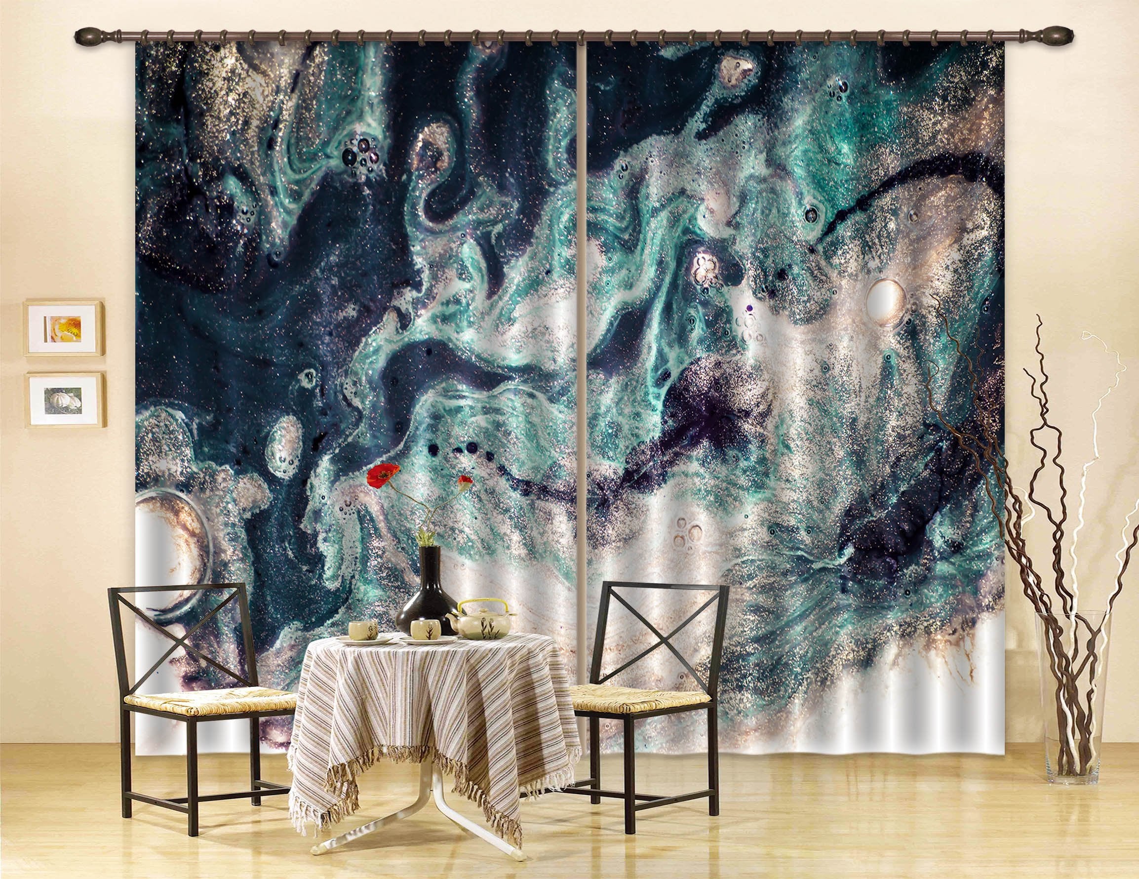 3D Abstract Sand Painting 58 Curtains Drapes Curtains AJ Creativity Home
