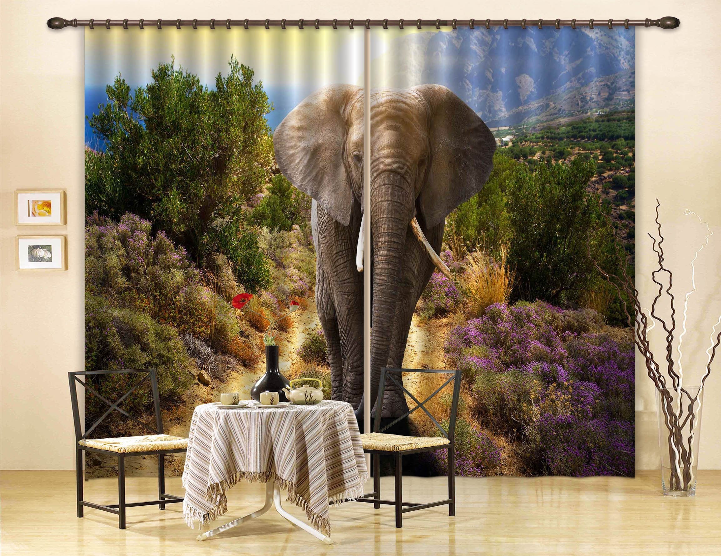3D Big Elephant 59 Curtains Drapes Wallpaper AJ Wallpaper