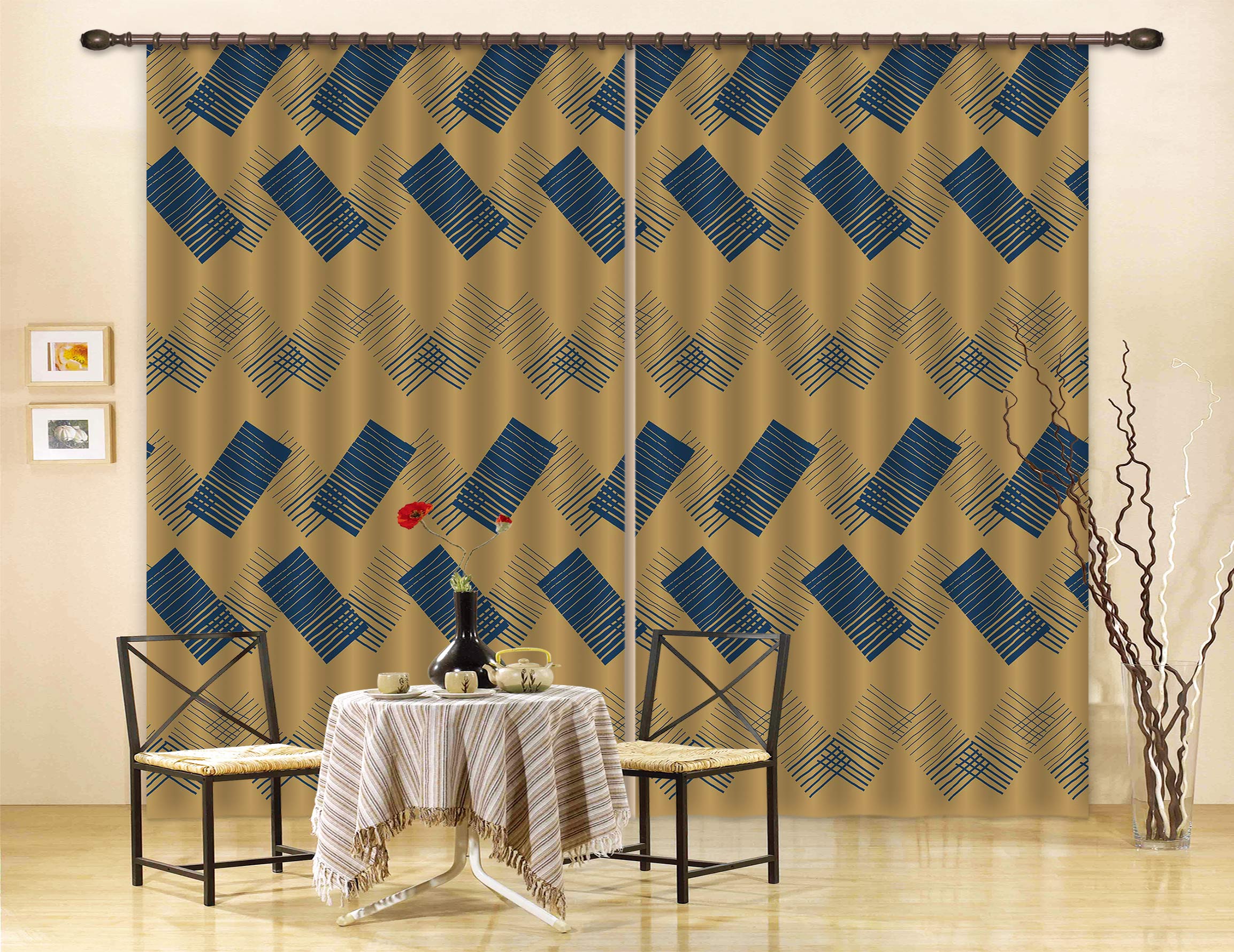 3D Block Pattern 98118 Kasumi Loffler Curtain Curtains Drapes