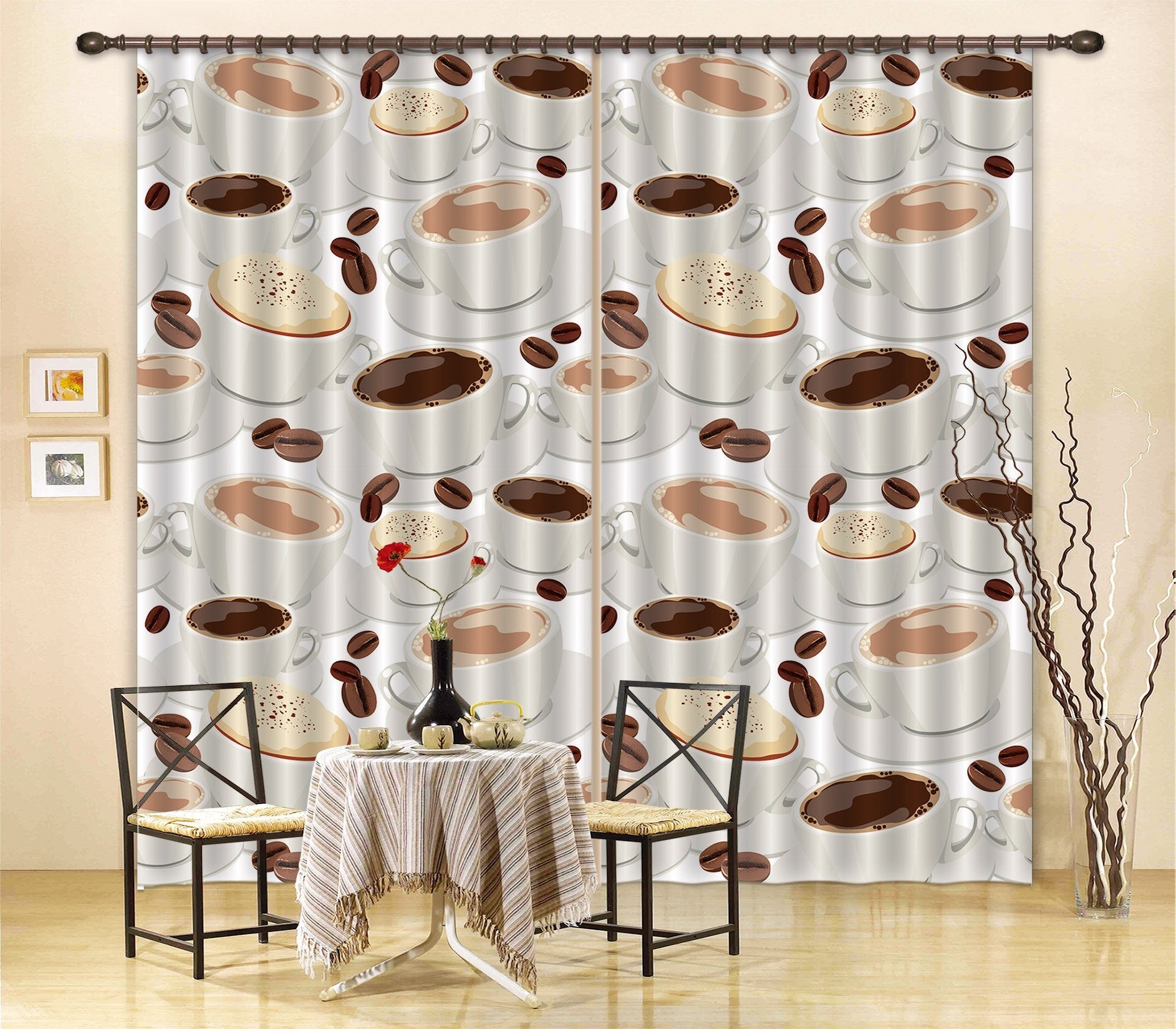 3D Coffee Pattern Curtains Drapes Wallpaper AJ Wallpaper