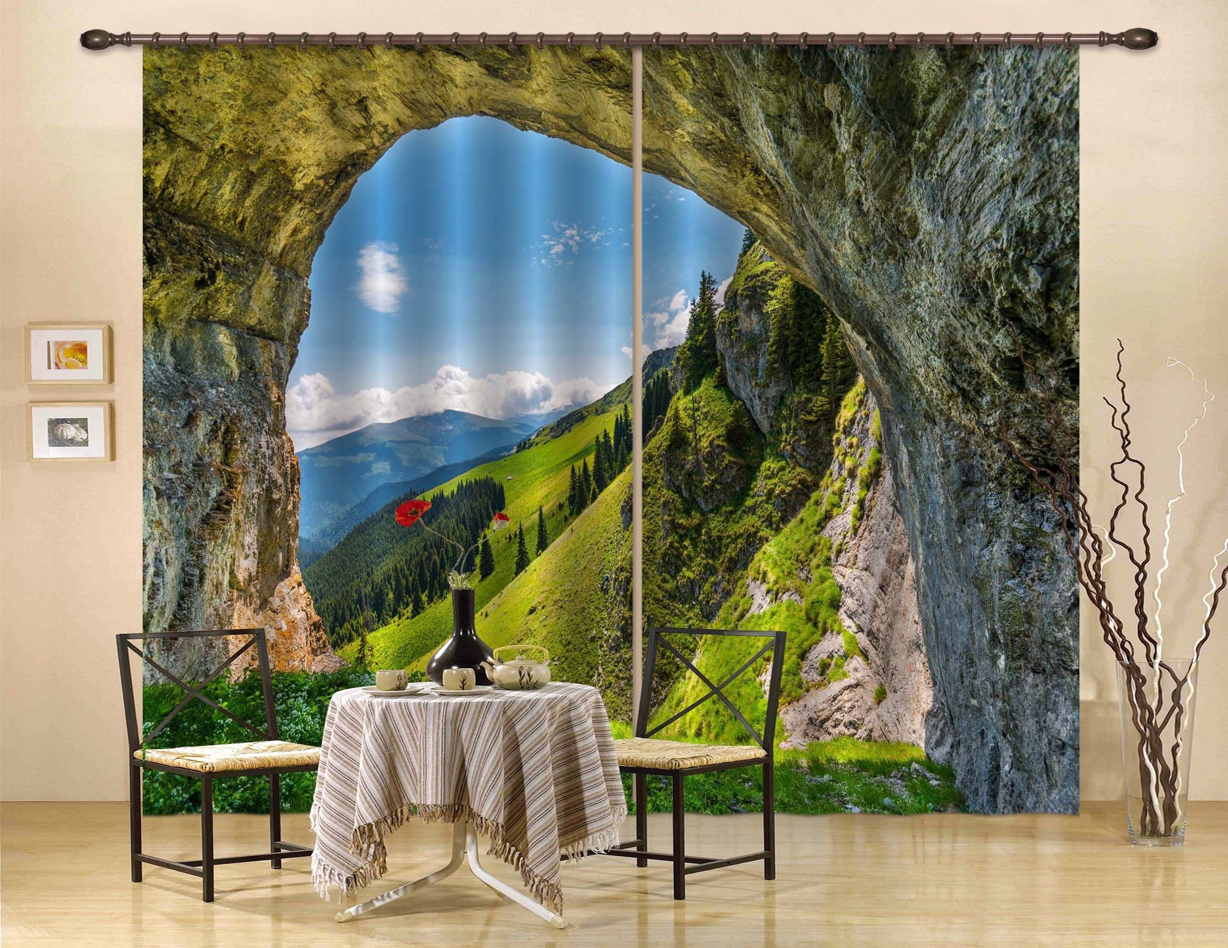 3D Mountain Cave Scenery 761 Curtains Drapes Wallpaper AJ Wallpaper