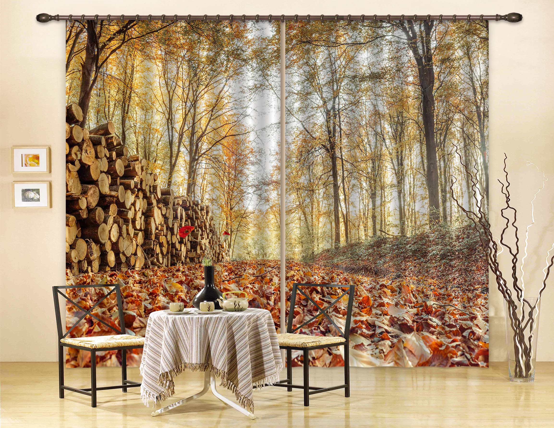 3D Forest Wood 6575 Assaf Frank Curtain Curtains Drapes