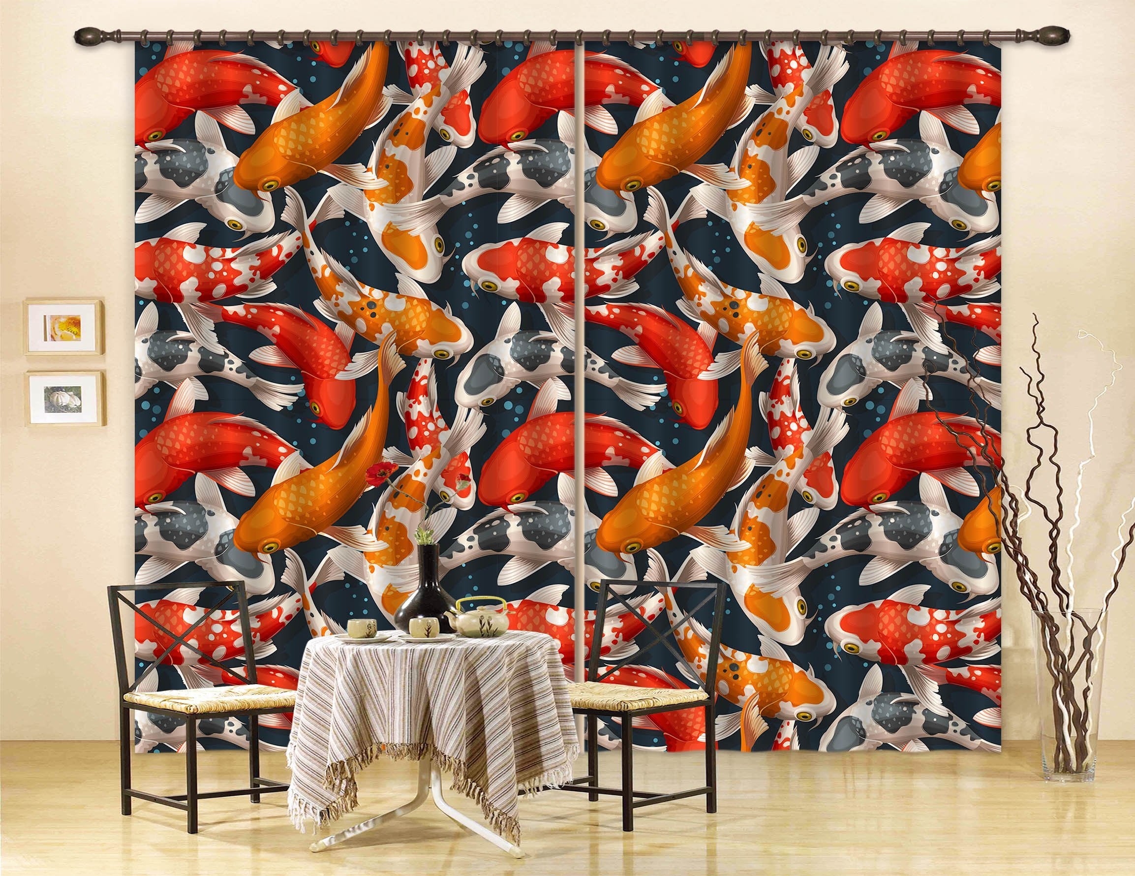 3D Fishes 2318 Curtains Drapes Wallpaper AJ Wallpaper