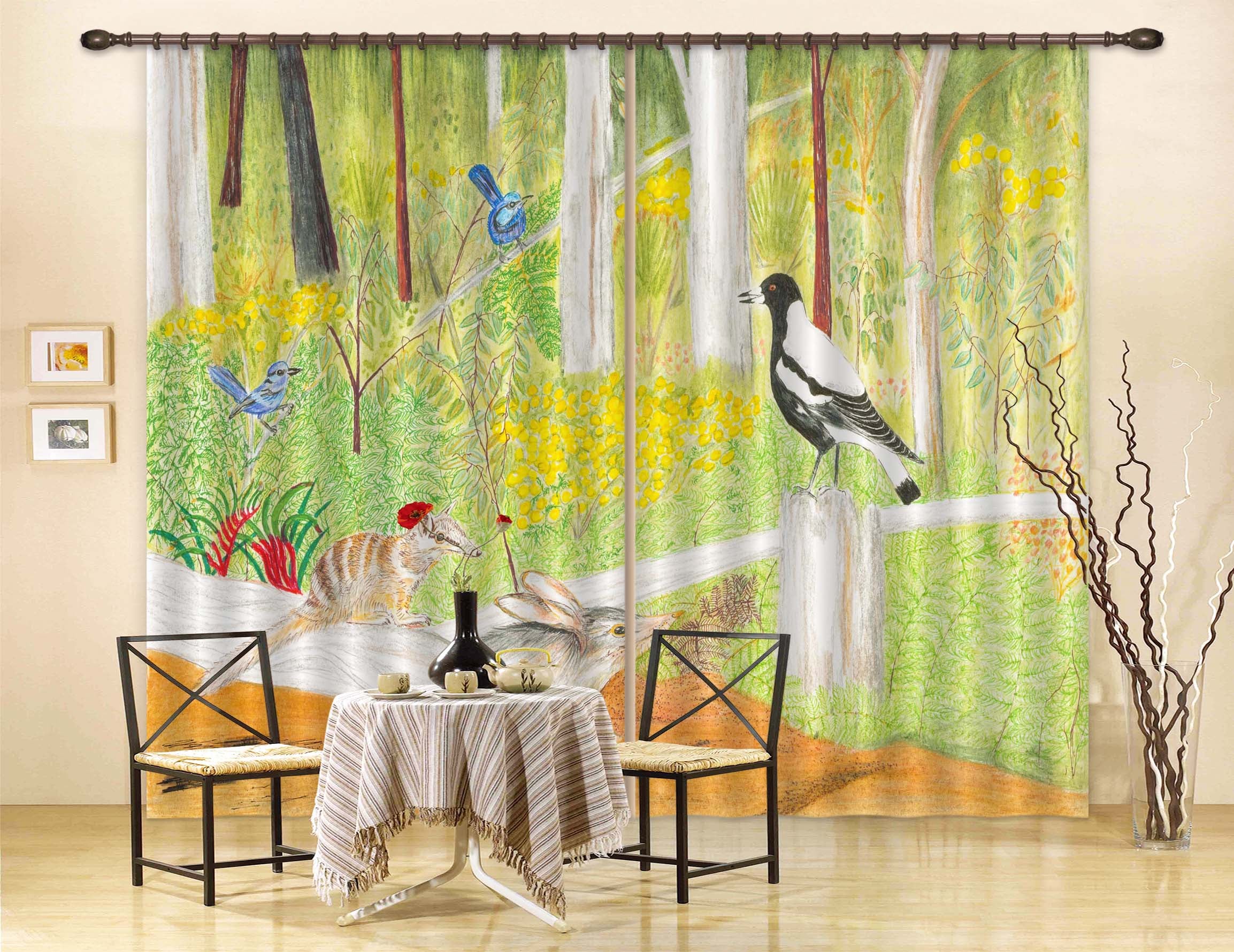 3D Forest Pigeon 049 Michael Sewell Curtain Curtains Drapes