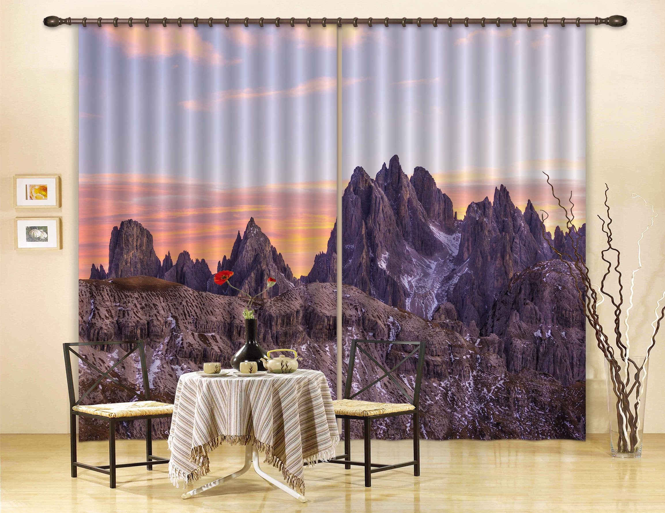 3D Stone Mountain Peaks 602 Curtains Drapes Wallpaper AJ Wallpaper