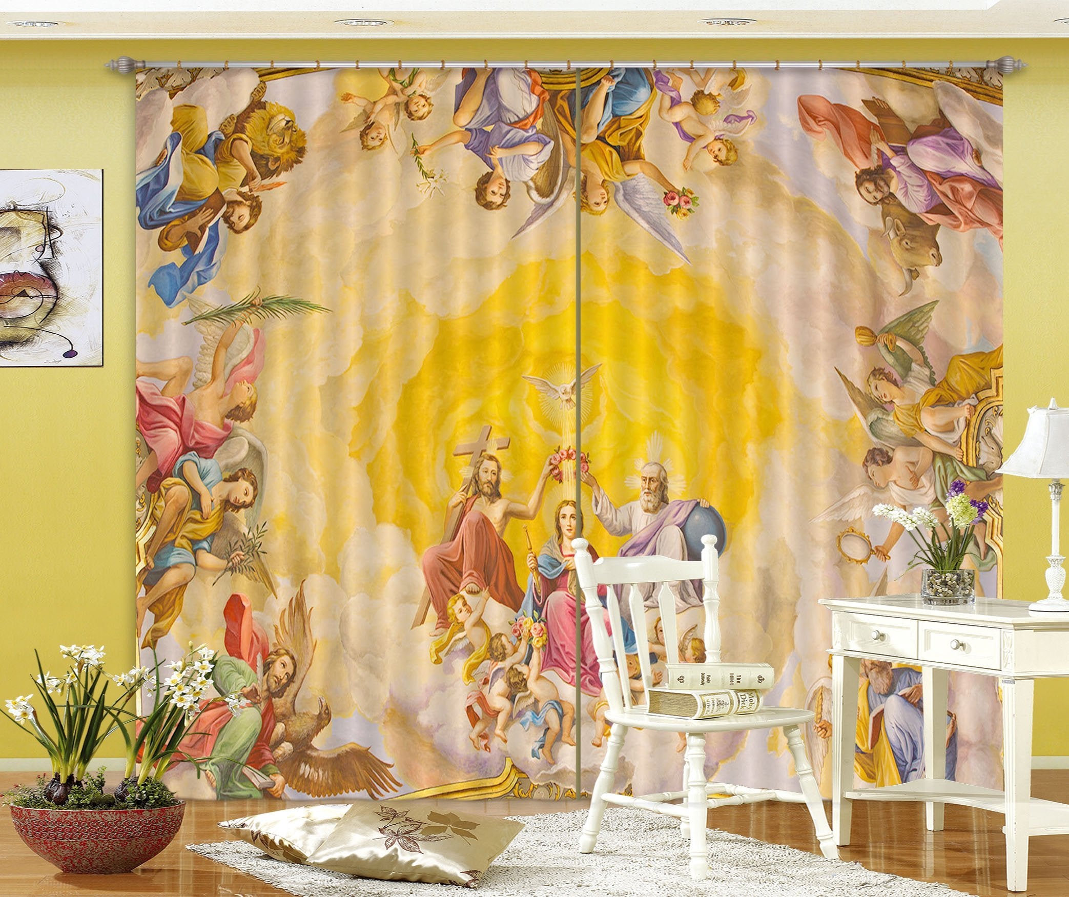 3D Dove Wreath 009 Curtains Drapes Curtains AJ Creativity Home