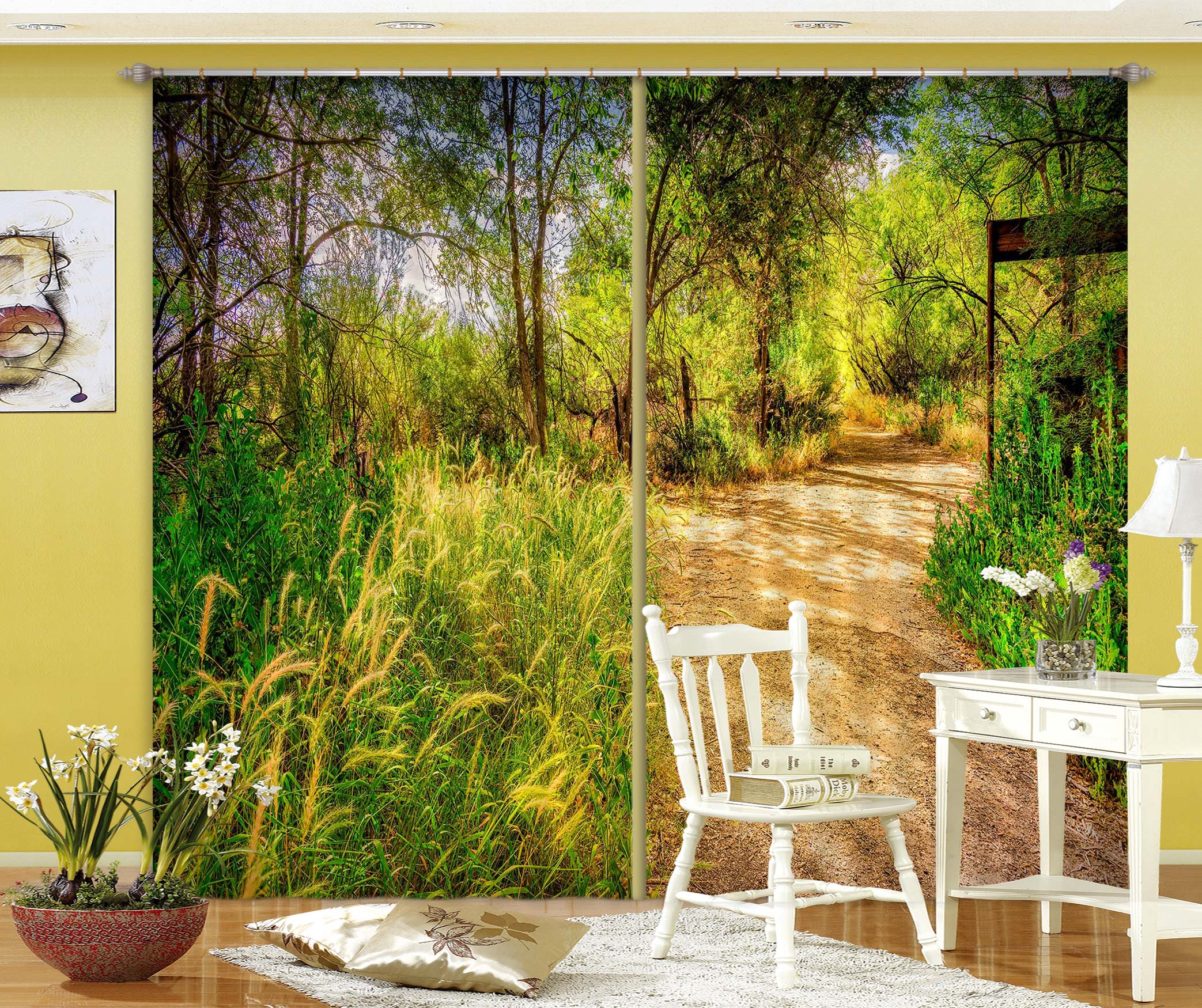 3D Green Grass Path 5362 Beth Sheridan Curtain Curtains Drapes