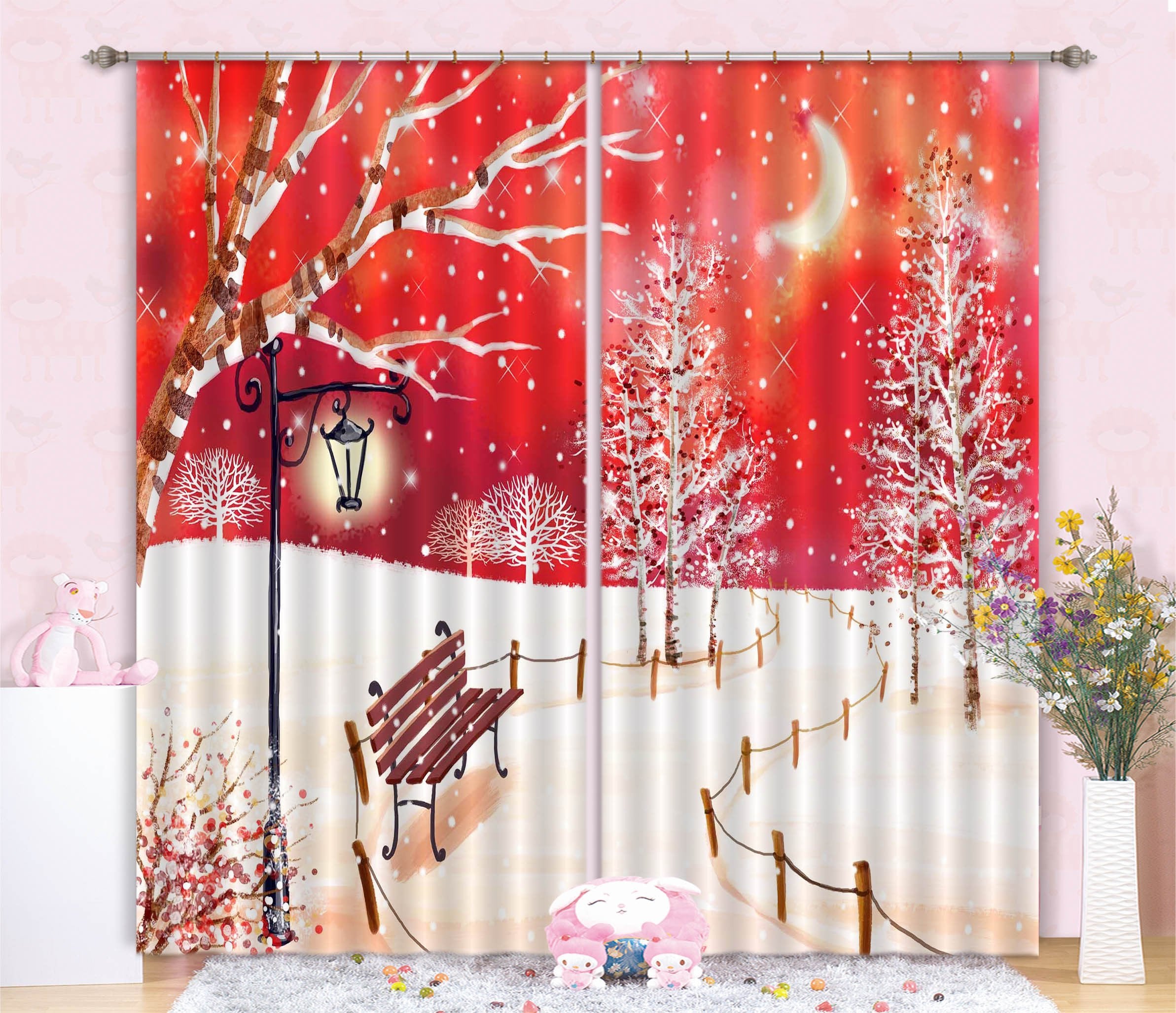 3D Snow Scenery Pattern 63 Curtains Drapes Wallpaper AJ Wallpaper