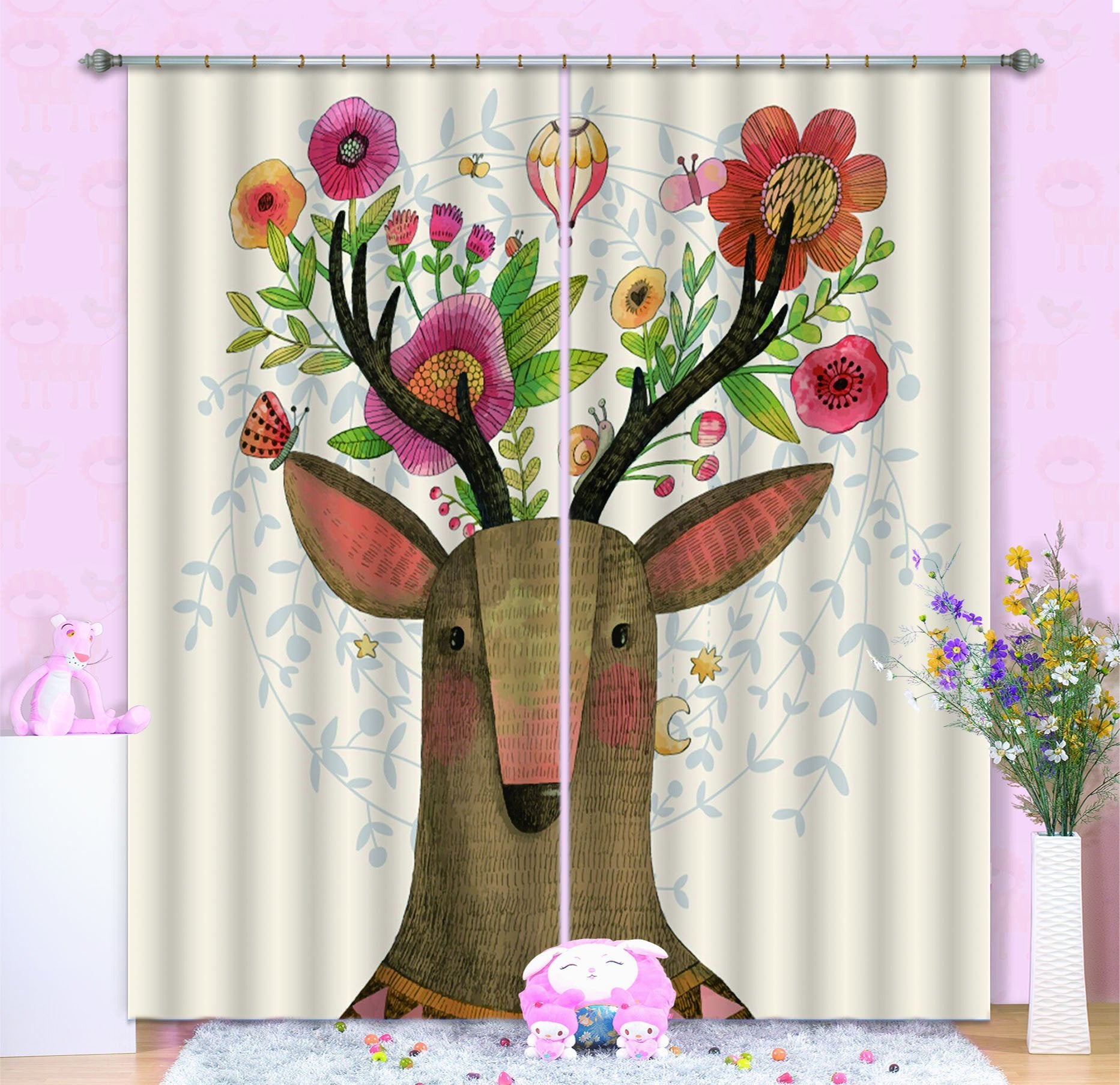 3D Flowering Animal 644 Curtains Drapes Wallpaper AJ Wallpaper
