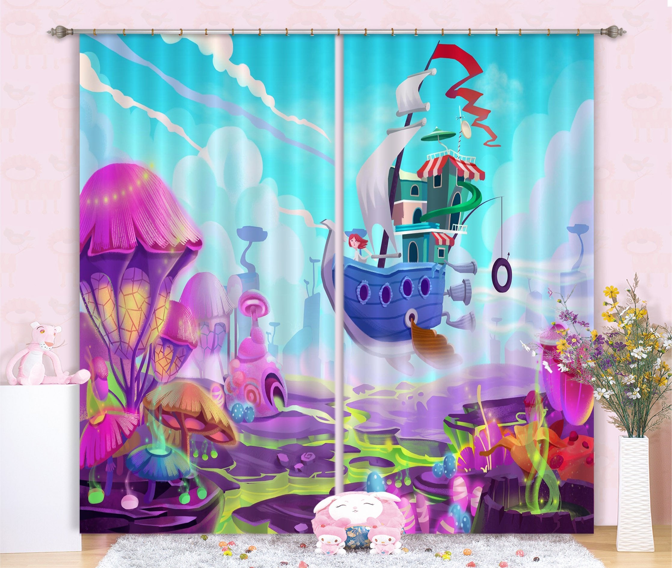 3D Flying Boat 107 Curtains Drapes Wallpaper AJ Wallpaper