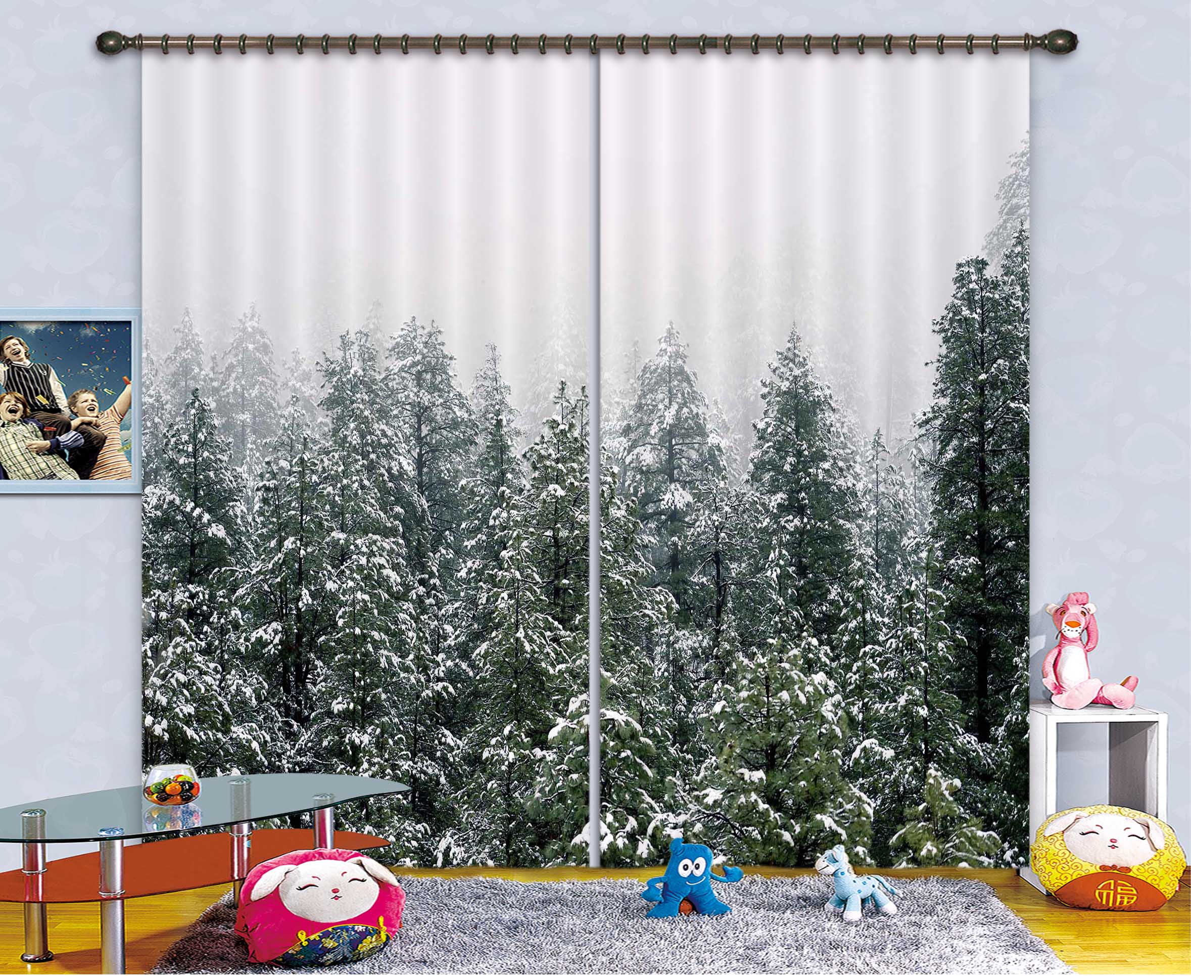 3D Heavy Snow Forest 129 Curtains Drapes