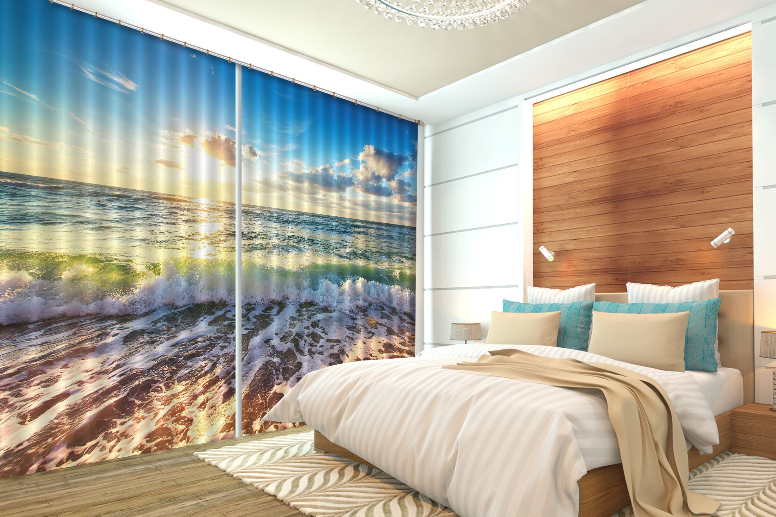 3D Pretty Sea Sunset 106 Curtains Drapes Wallpaper AJ Wallpaper