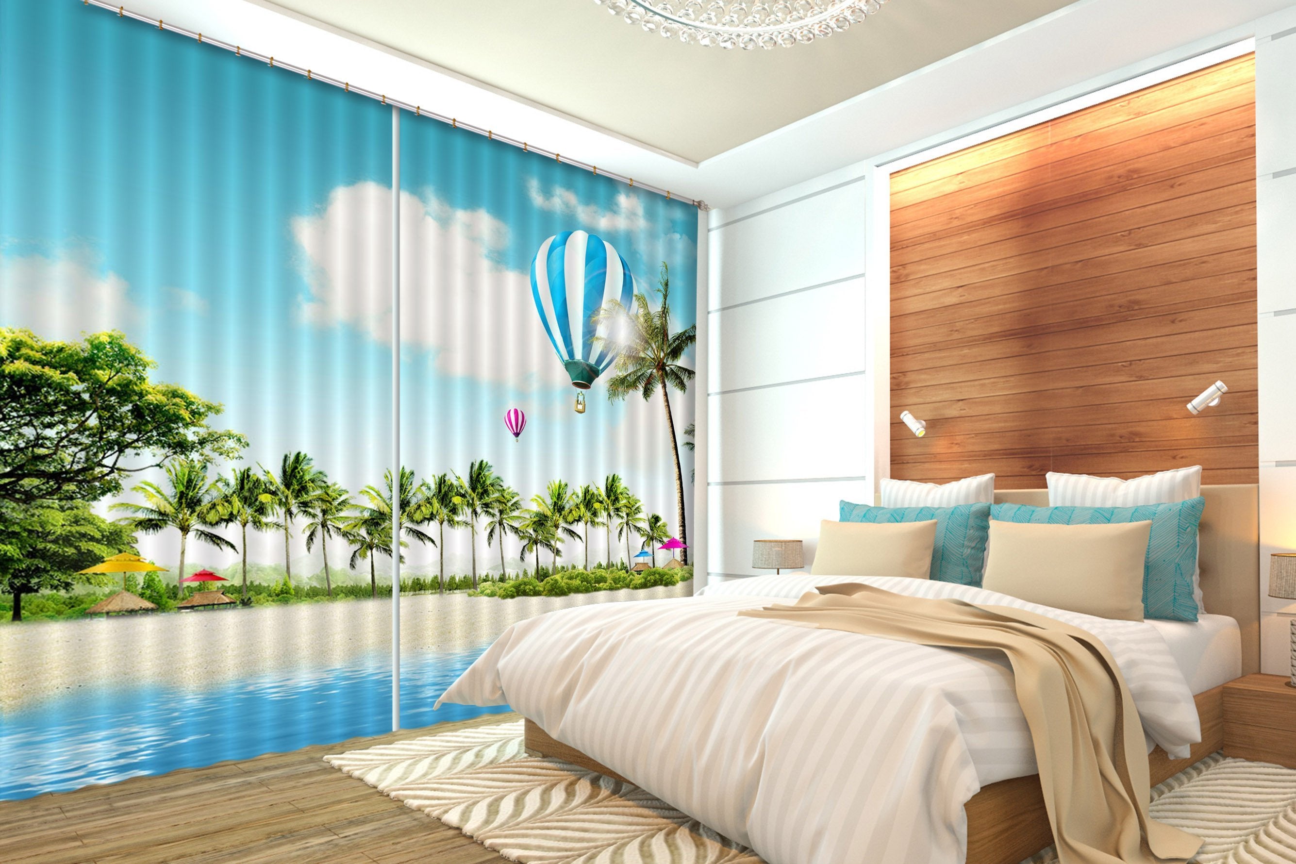 3D Beach Balloons 421 Beach Curtains Drapes Wallpaper AJ Wallpaper