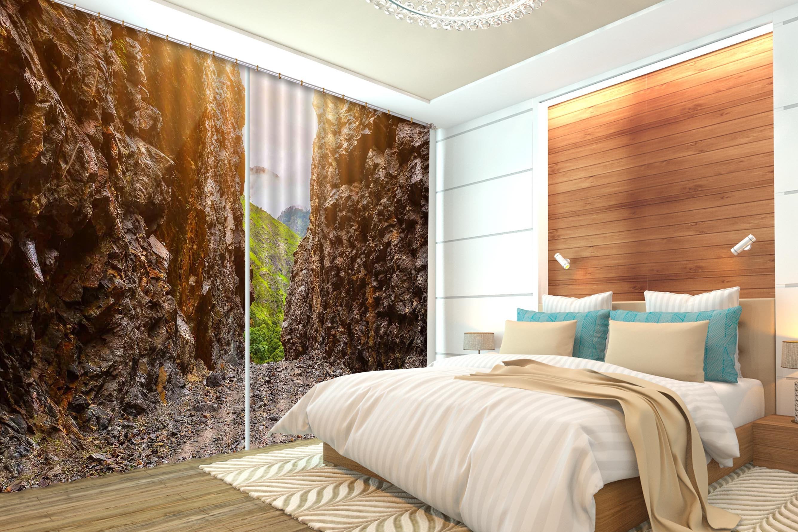 3D Stone Mountains Path 564 Curtains Drapes Wallpaper AJ Wallpaper