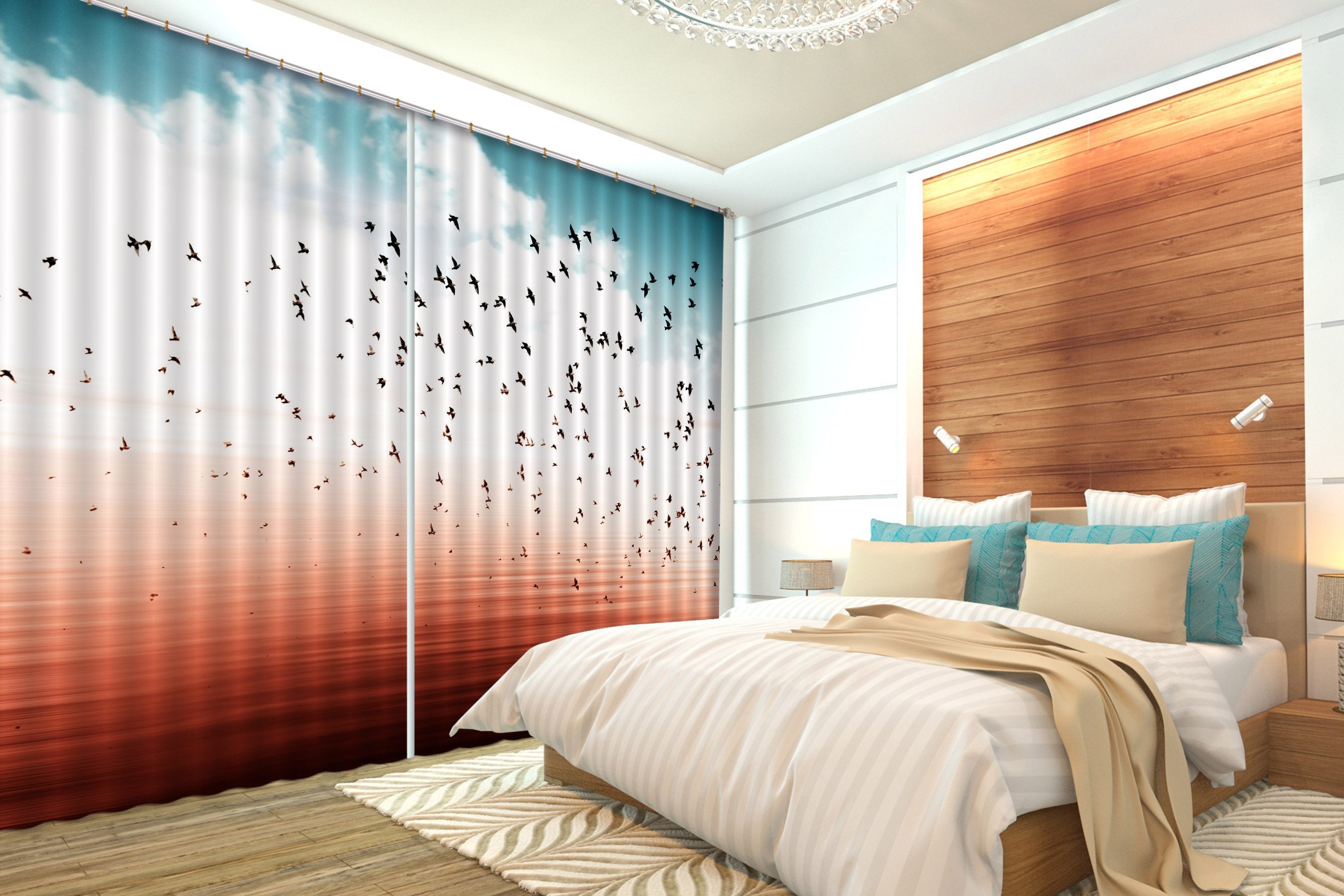 3D Flying Birds 490 Beach Curtains Drapes Wallpaper AJ Wallpaper