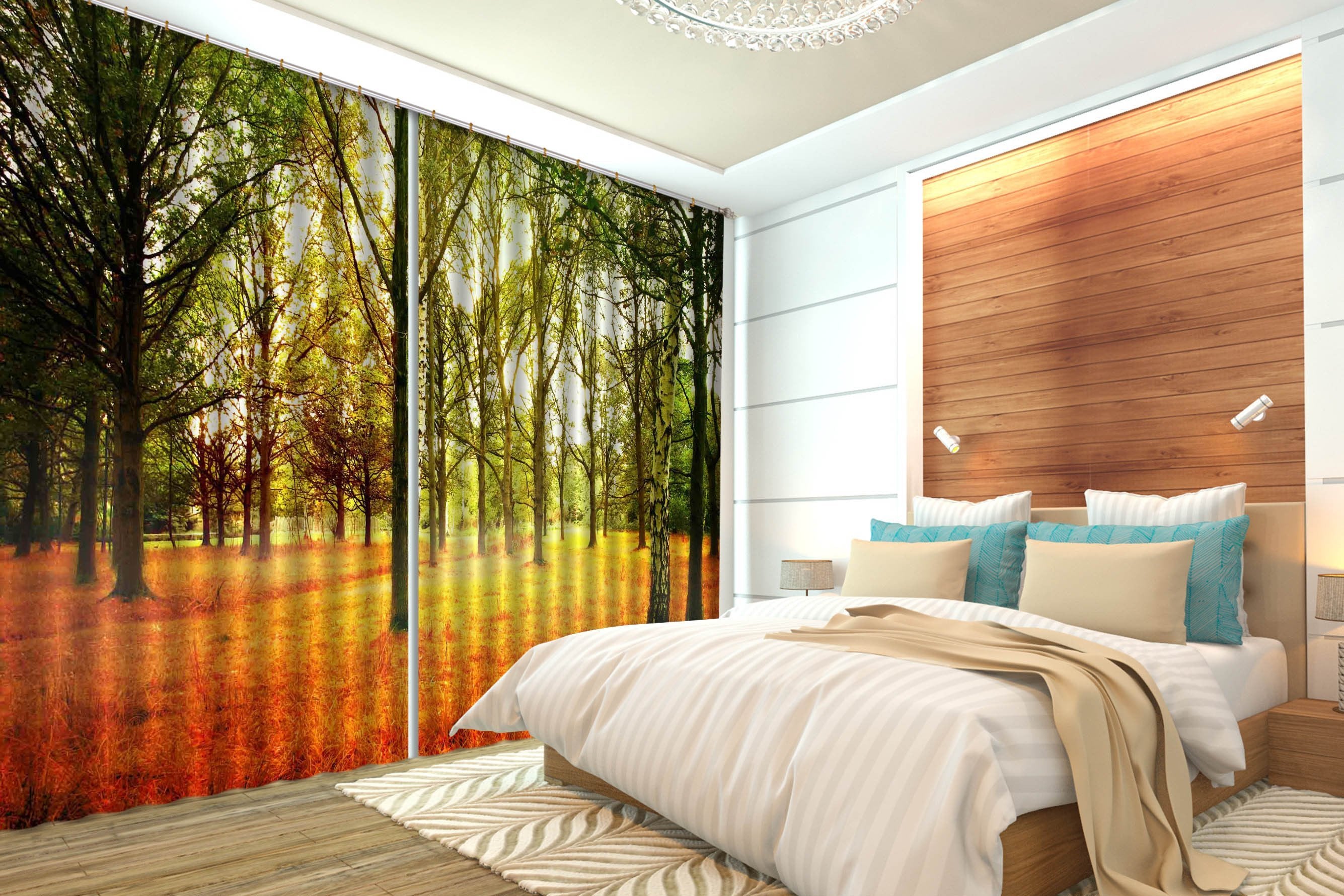 3D Grassland Trees 183 Curtains Drapes Wallpaper AJ Wallpaper