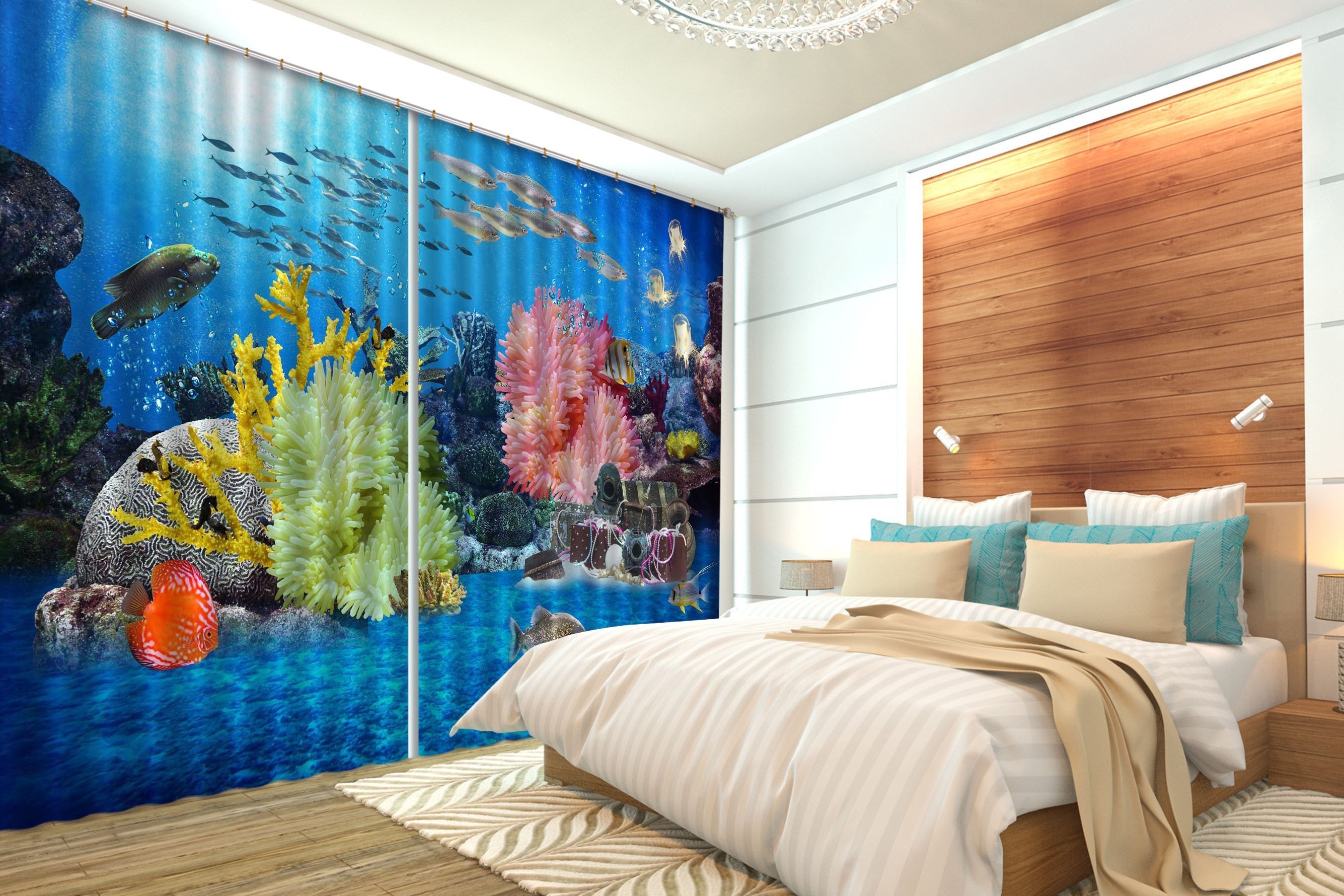 3D Seabed Corals 204 Curtains Drapes Wallpaper AJ Wallpaper