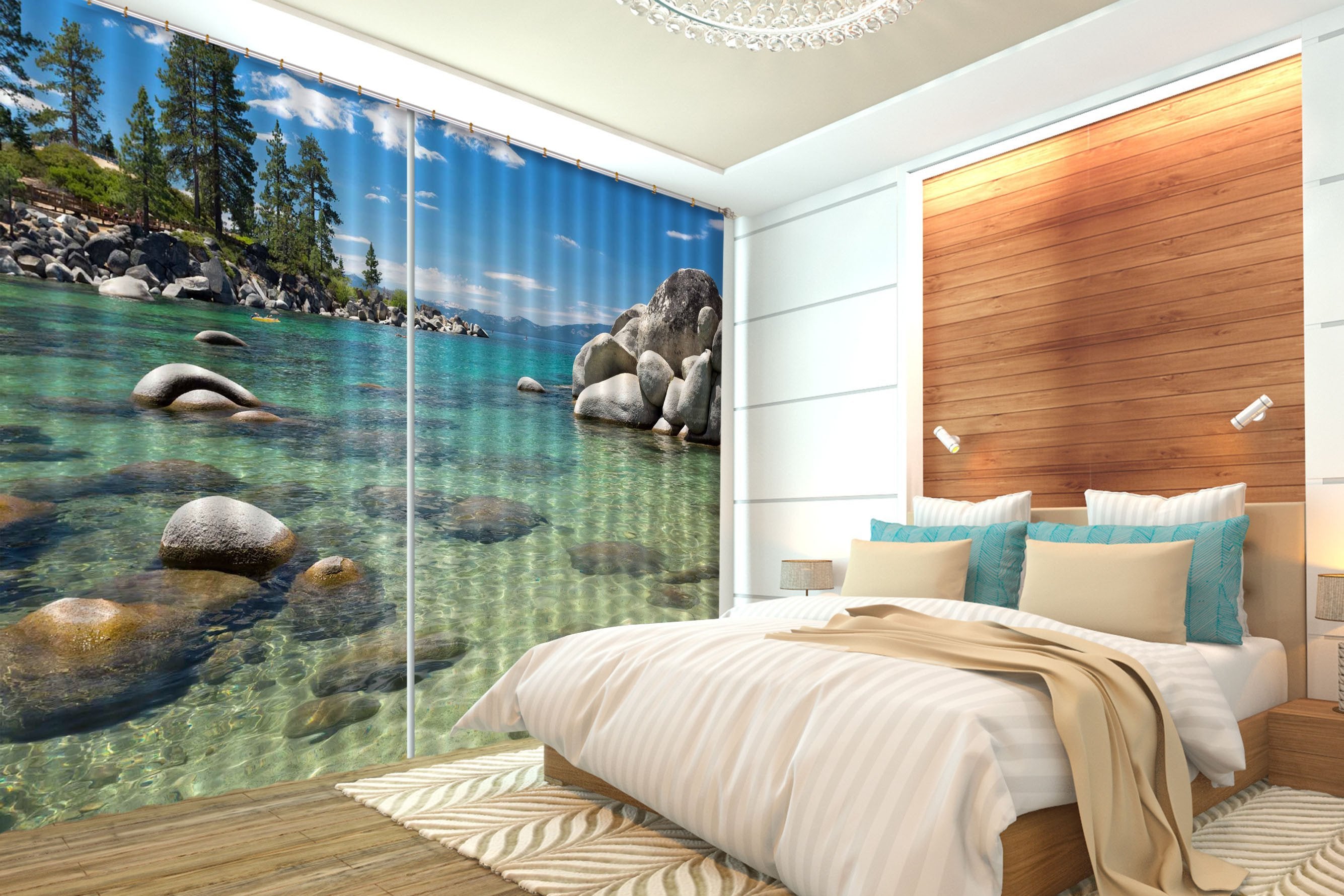 3D Sea Bay Scenery 594 Curtains Drapes Wallpaper AJ Wallpaper