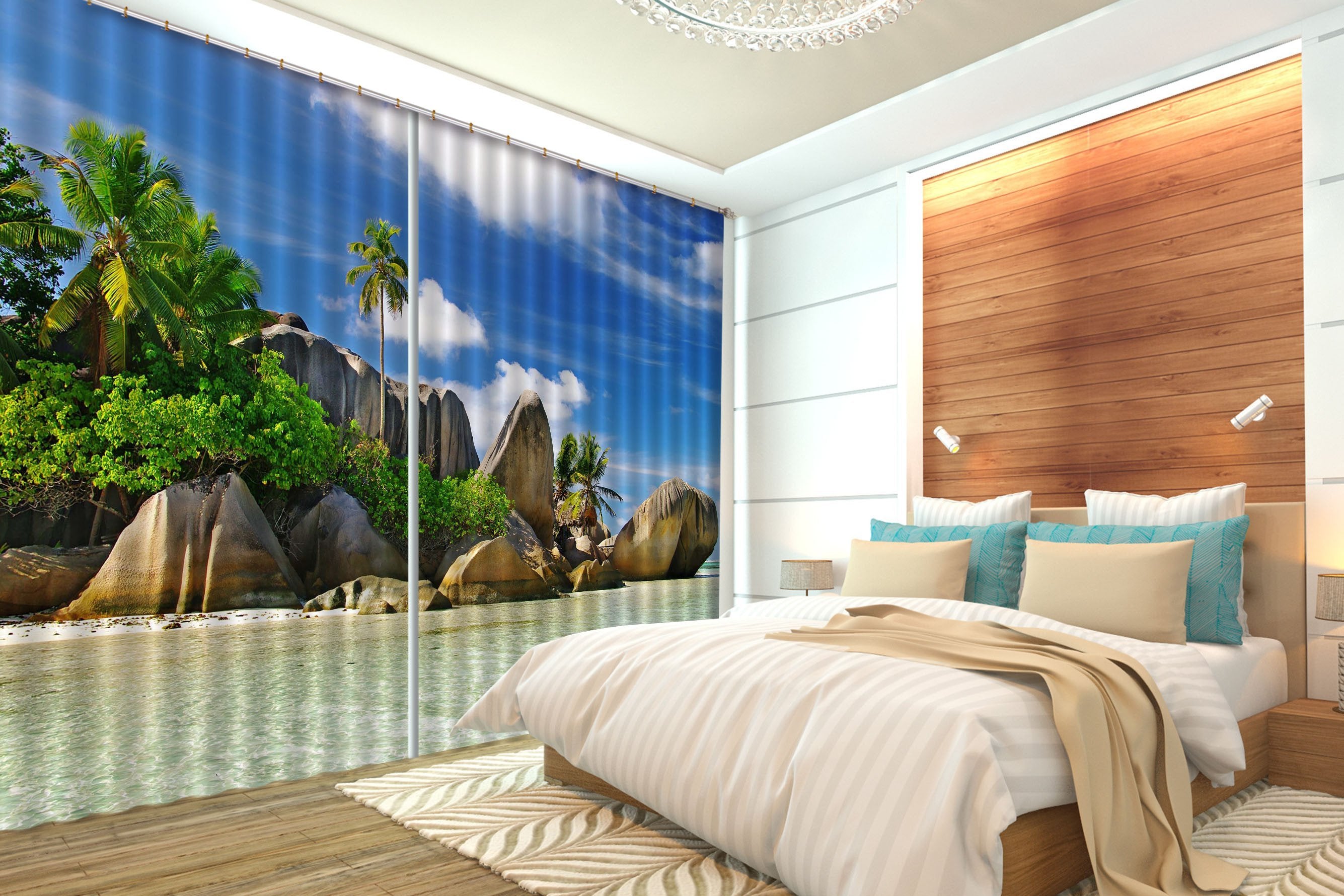 3D Seaside Stones 114 Curtains Drapes Wallpaper AJ Wallpaper