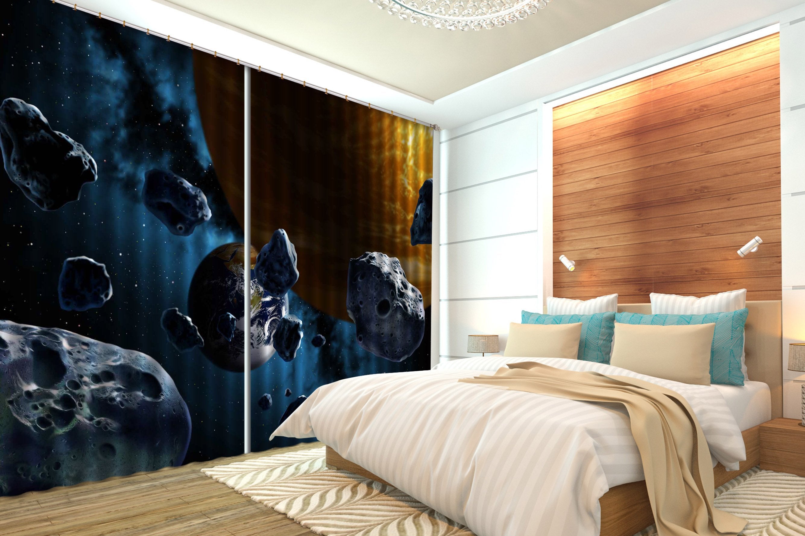 3D Space Planets Stones 2439 Curtains Drapes Wallpaper AJ Wallpaper
