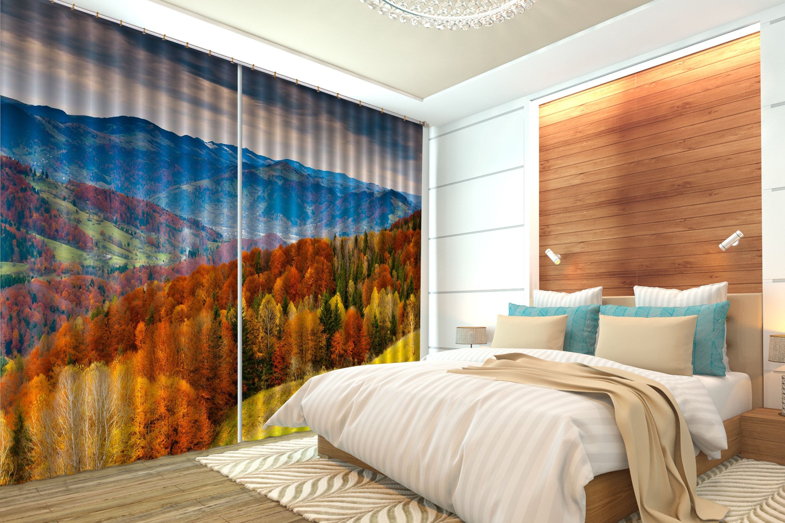 3D Colorful Mountains 669 Curtains Drapes Wallpaper AJ Wallpaper