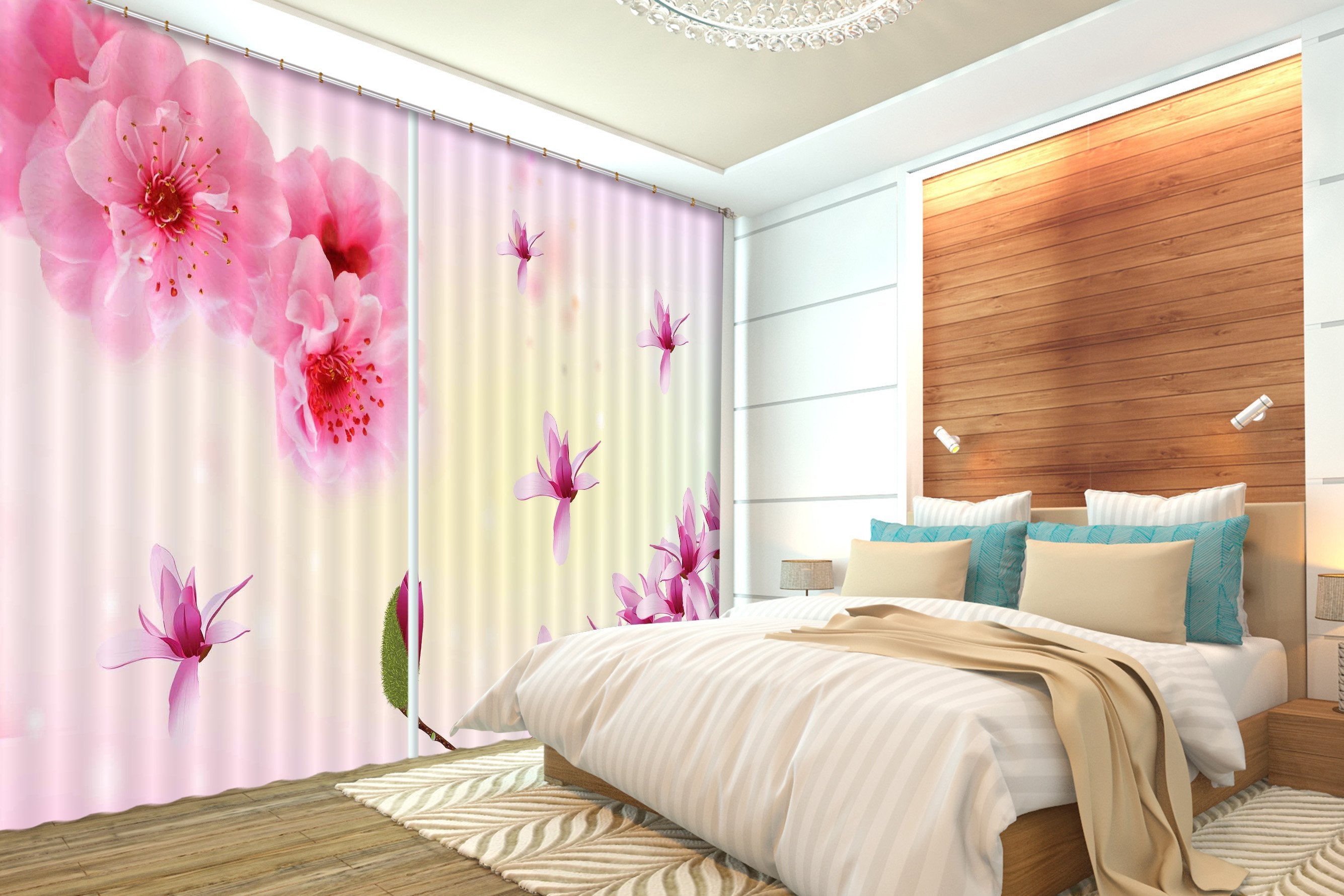 3D Flying Flowers 2454 Curtains Drapes Wallpaper AJ Wallpaper