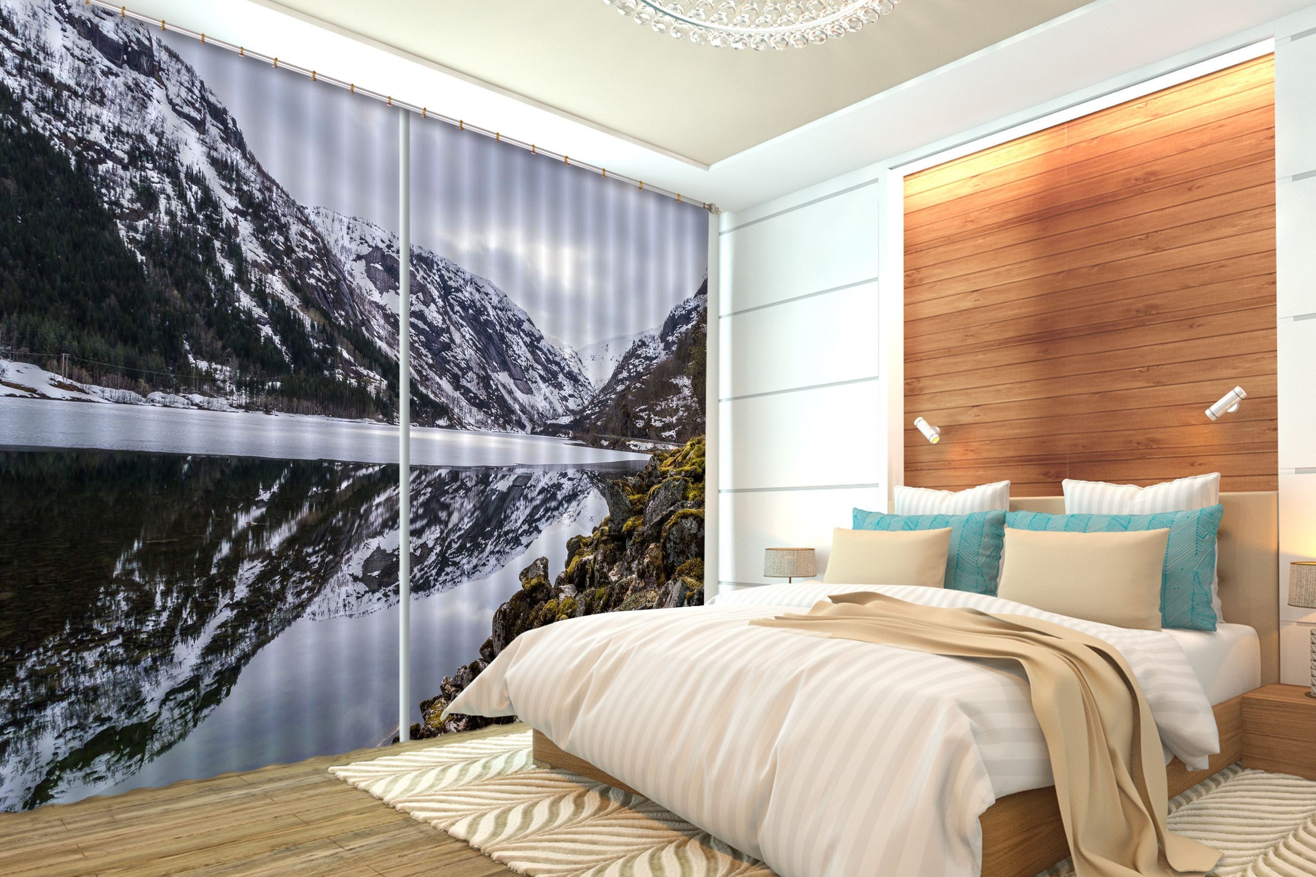 3D Calm Mountain Lake 20 Curtains Drapes Wallpaper AJ Wallpaper
