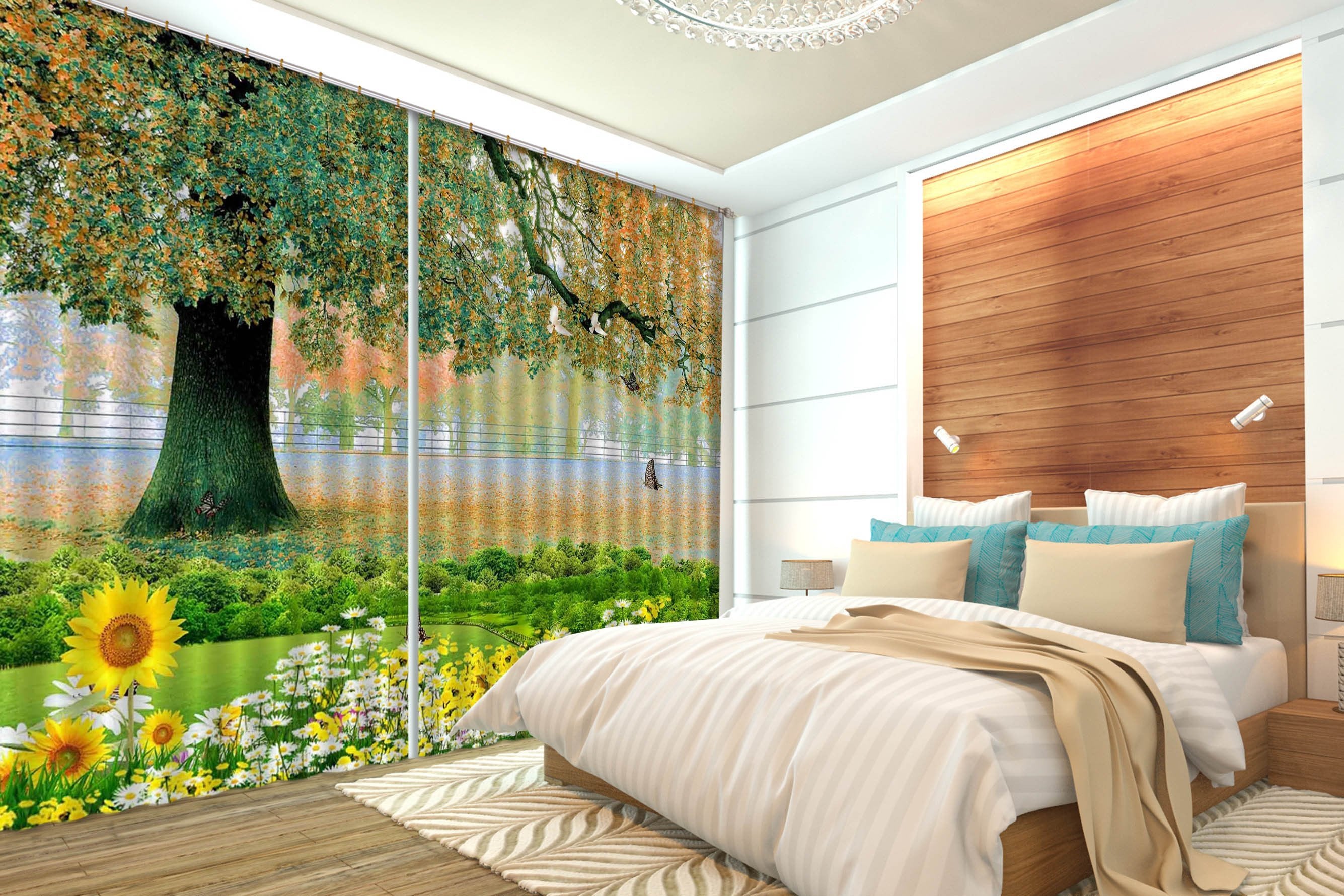 3D Flowers Tree 09 Curtains Drapes Wallpaper AJ Wallpaper