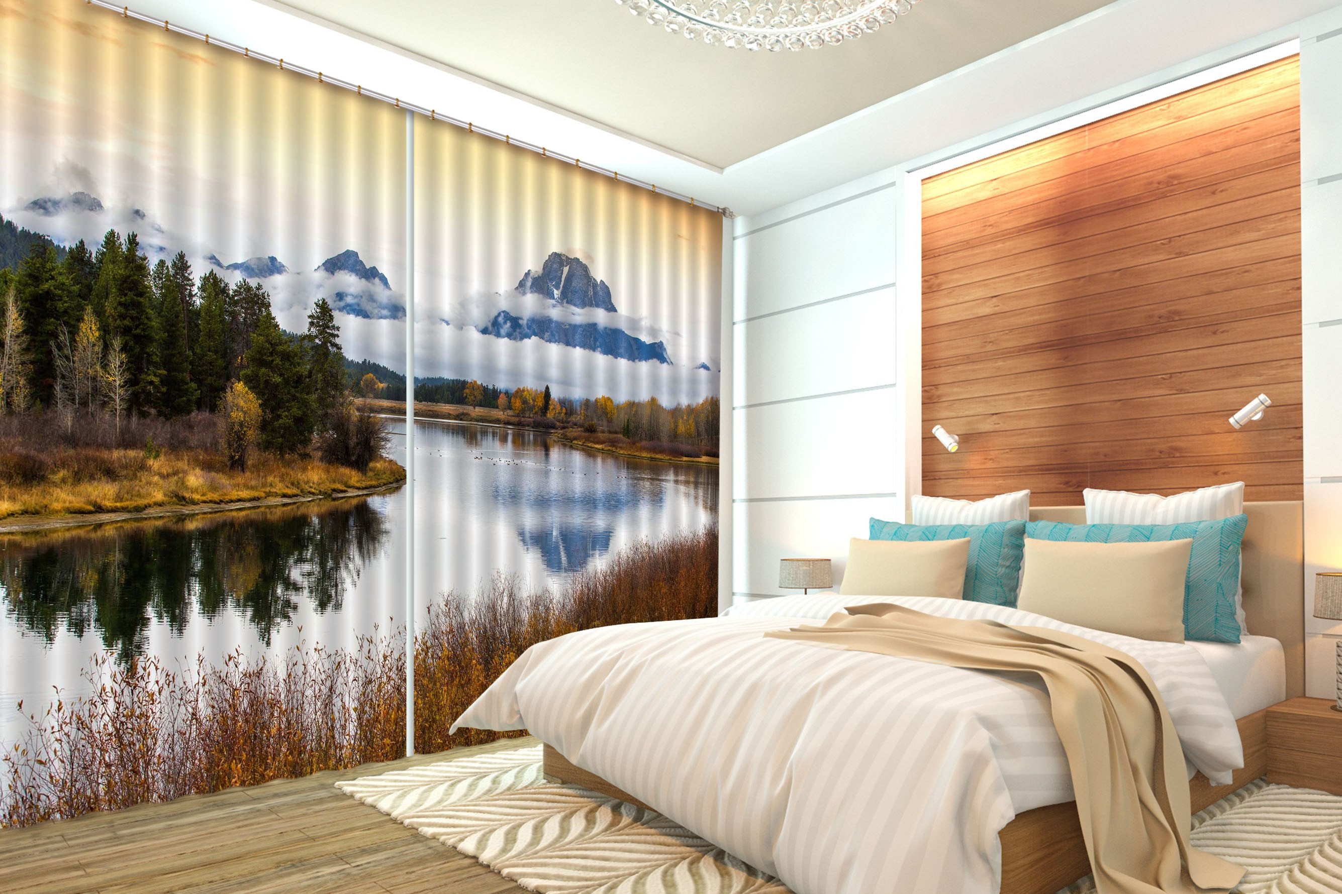 3D River Scenery 558 Curtains Drapes Wallpaper AJ Wallpaper