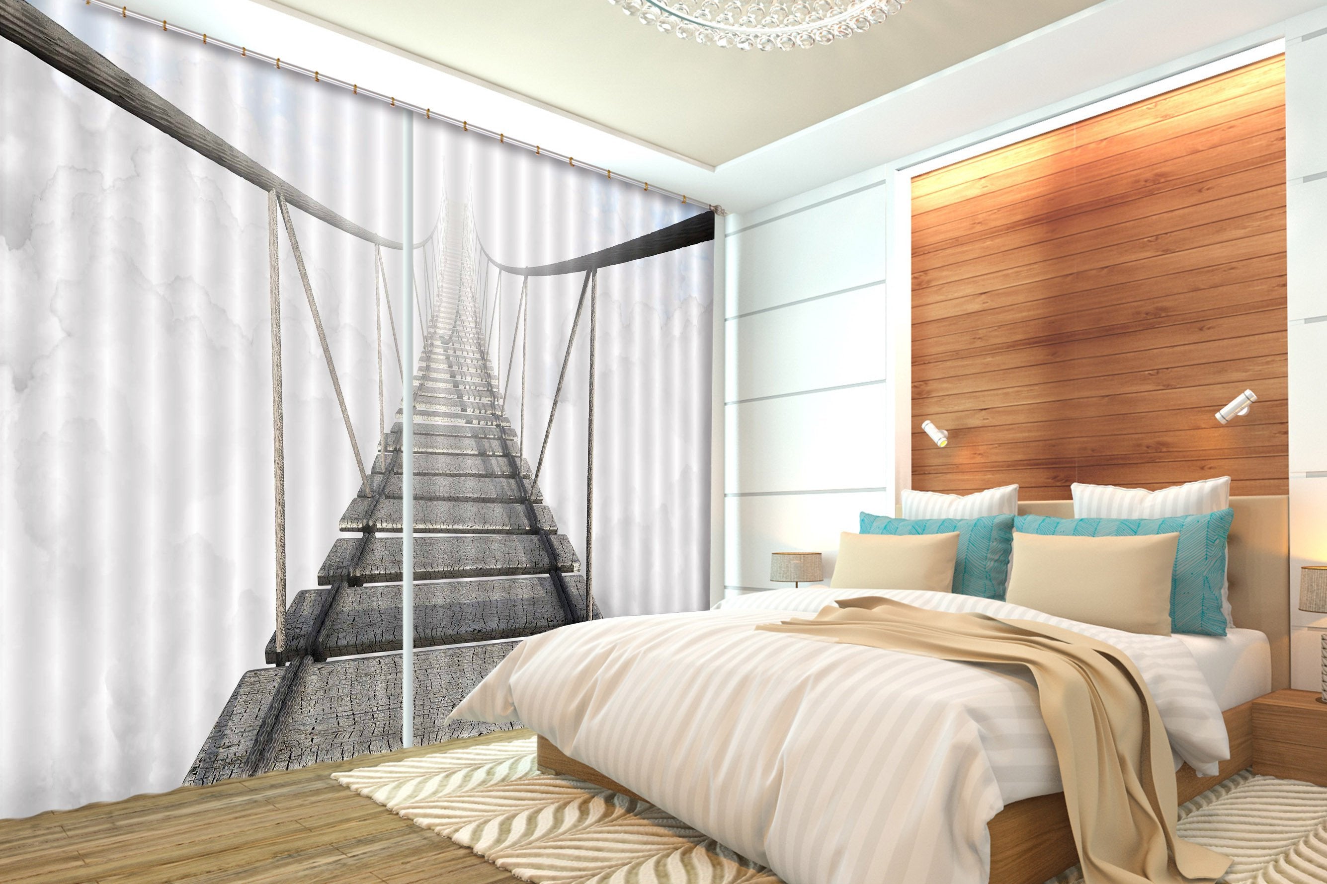 3D Wooden Drawbridge 121 Curtains Drapes Wallpaper AJ Wallpaper