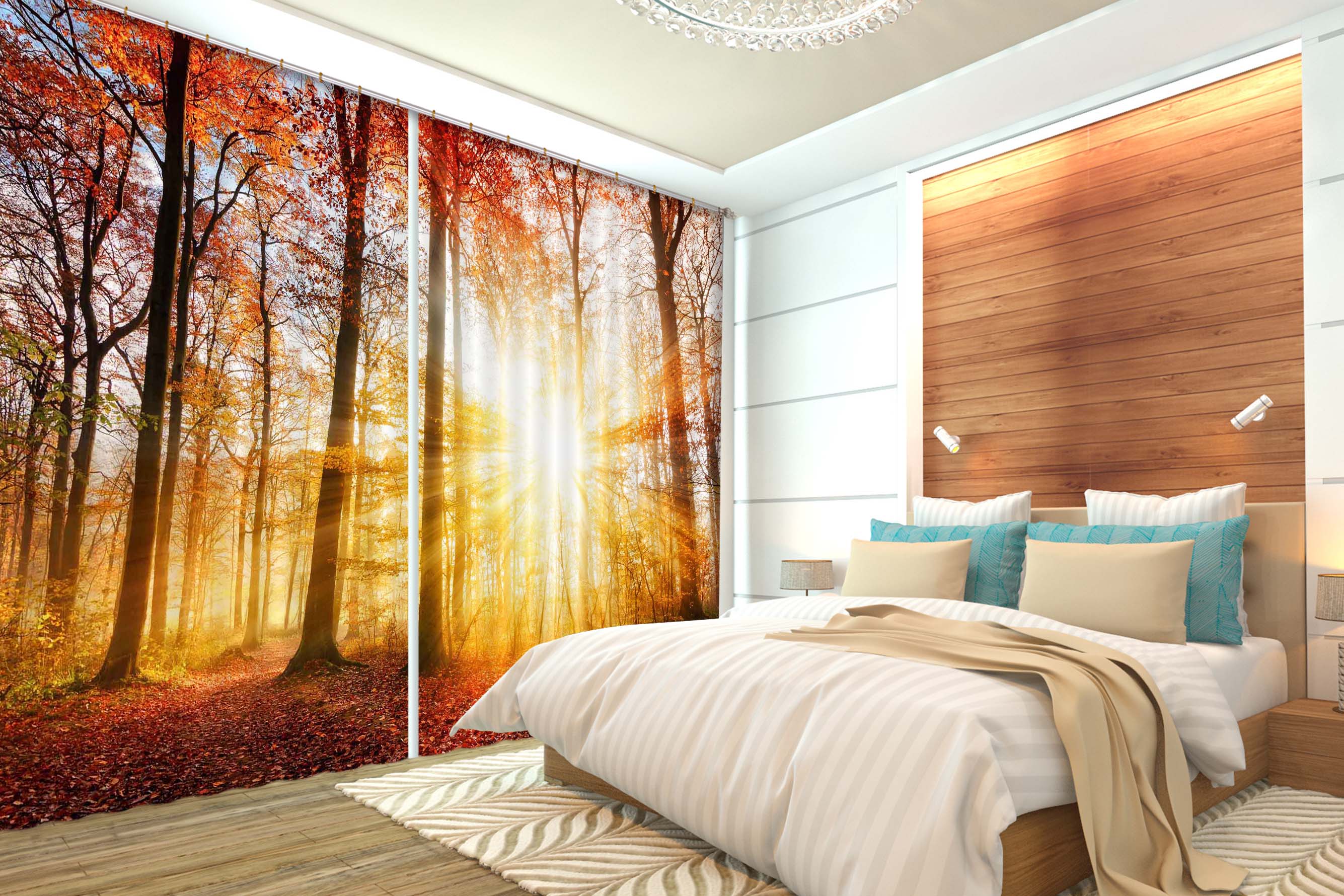 3D Morning Forest 103 Curtains Drapes