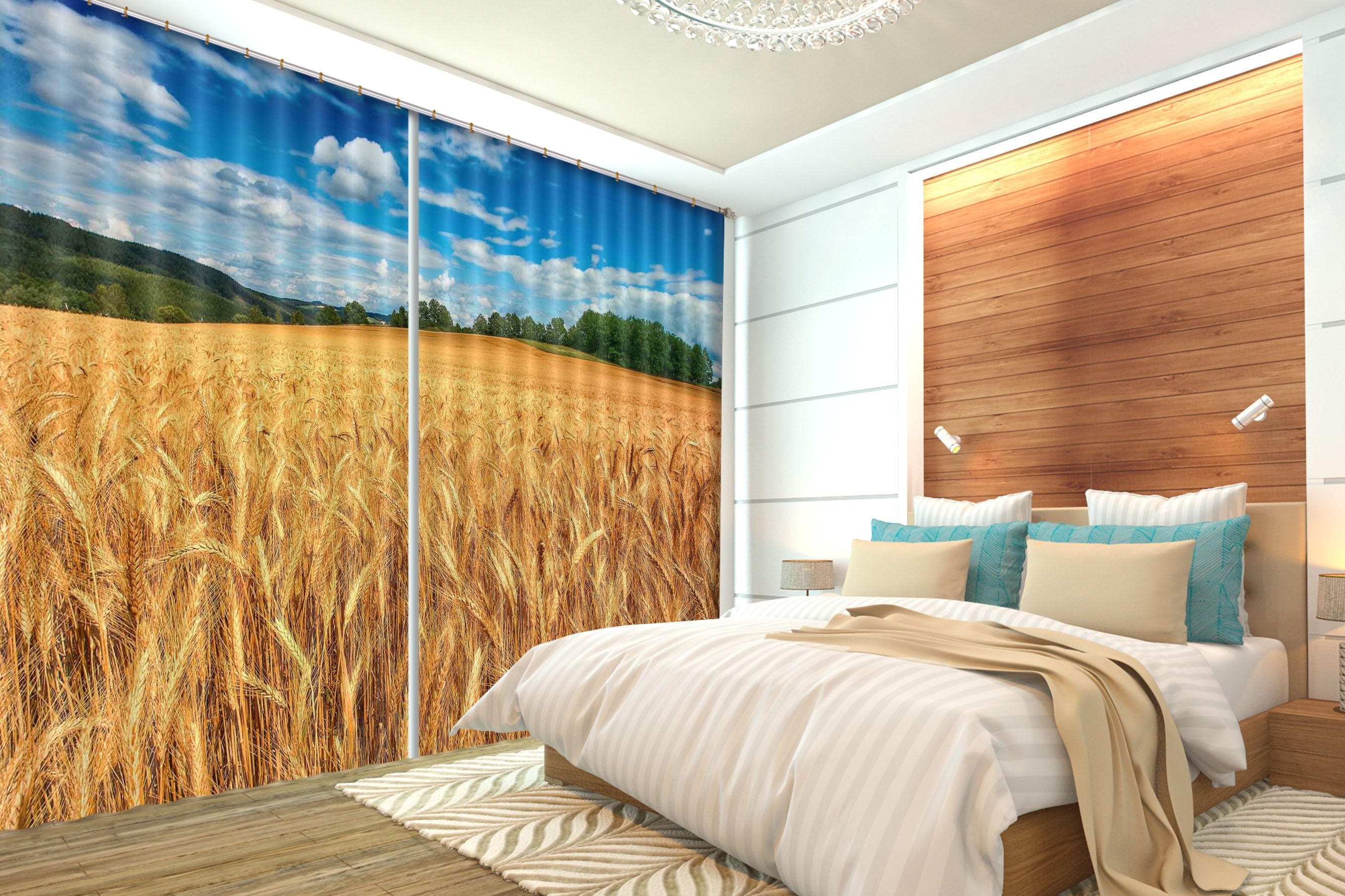 3D Mature Wheat Field 313 Curtains Drapes Wallpaper AJ Wallpaper