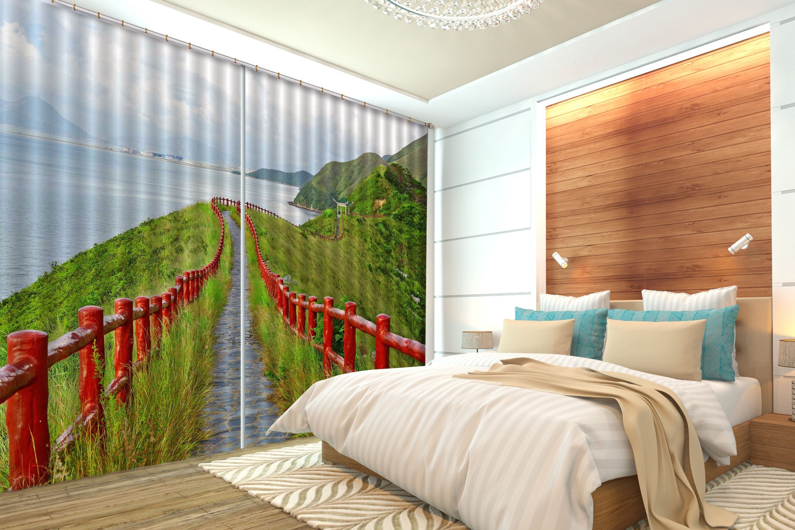 3D Seaside Mountain Path 675 Curtains Drapes Wallpaper AJ Wallpaper