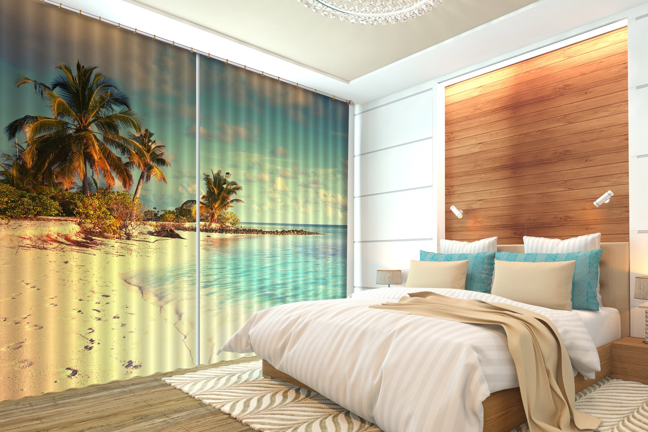3D Shiny Beach Scenery 600 Curtains Drapes Wallpaper AJ Wallpaper