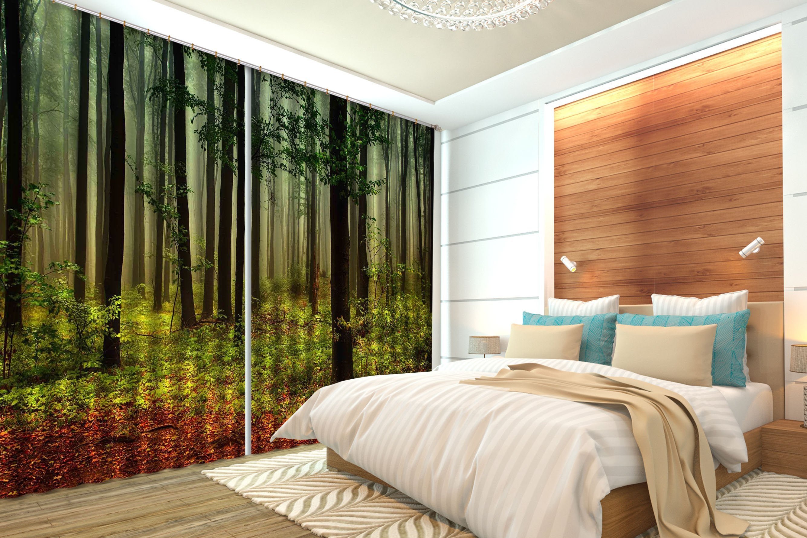 3D Misty Forest 2464 Curtains Drapes Wallpaper AJ Wallpaper
