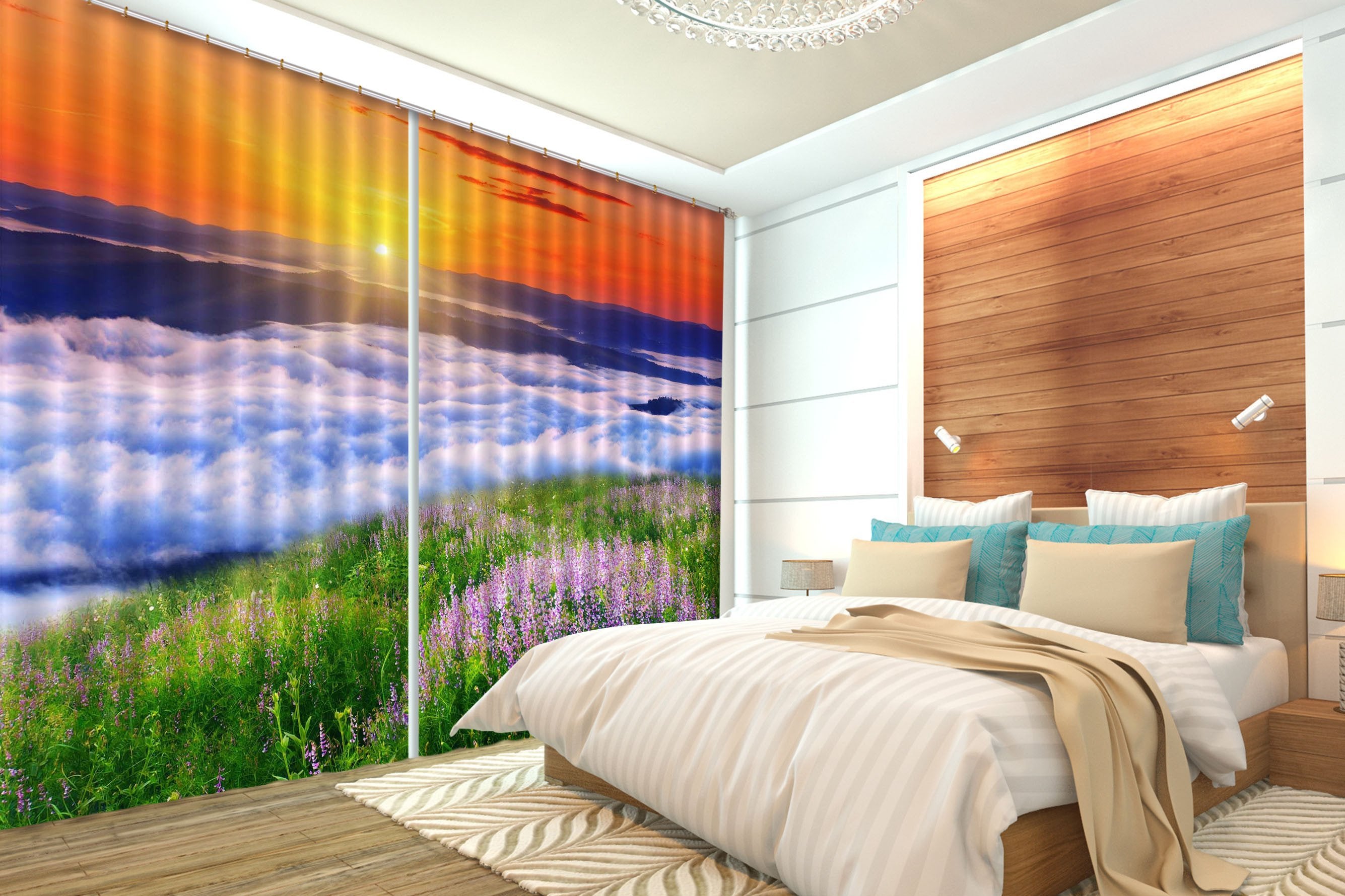 3D Mountain Sunset Clouds 105 Curtains Drapes Wallpaper AJ Wallpaper