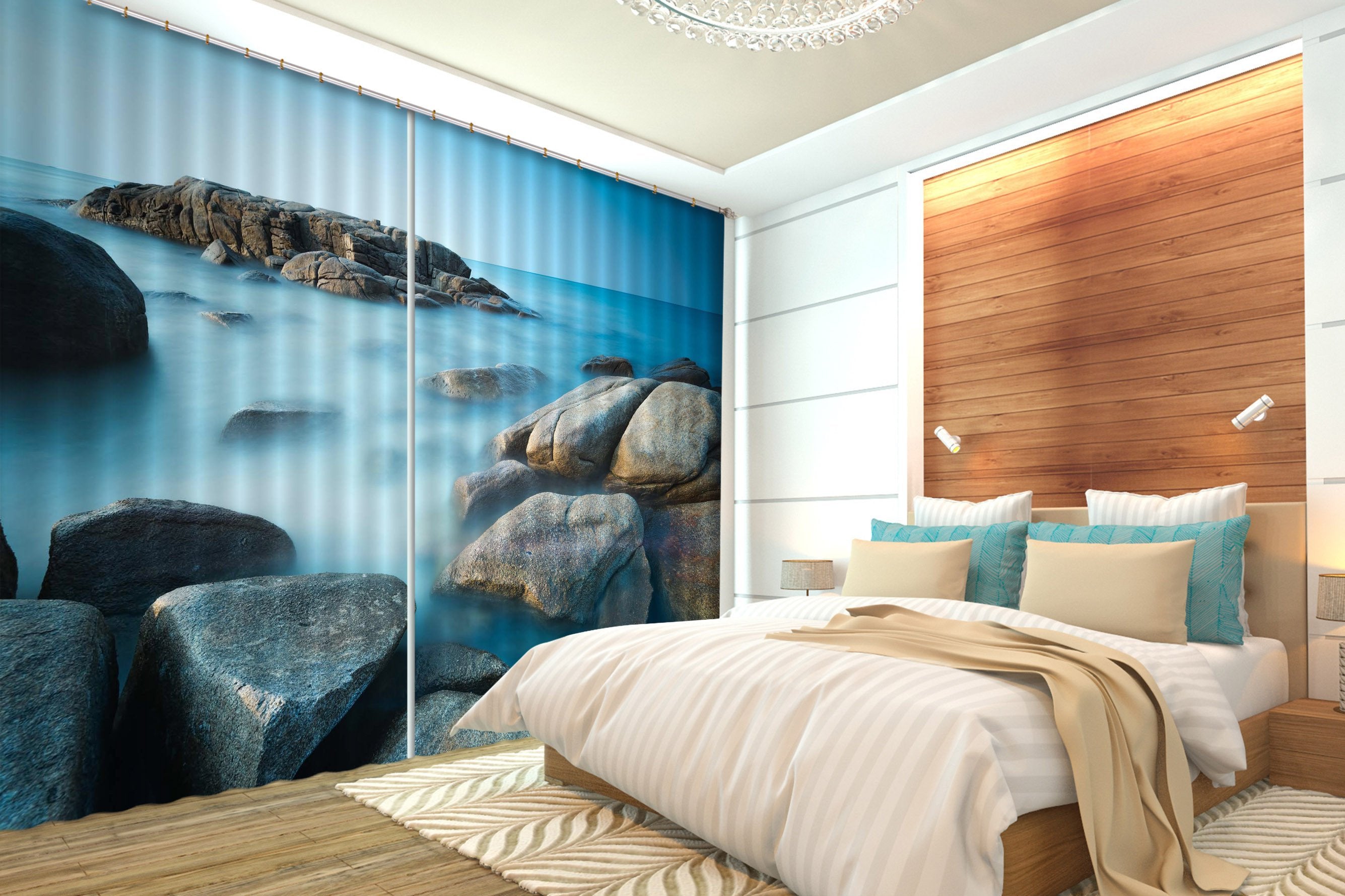 3D Sea Stones 576 Curtains Drapes Wallpaper AJ Wallpaper