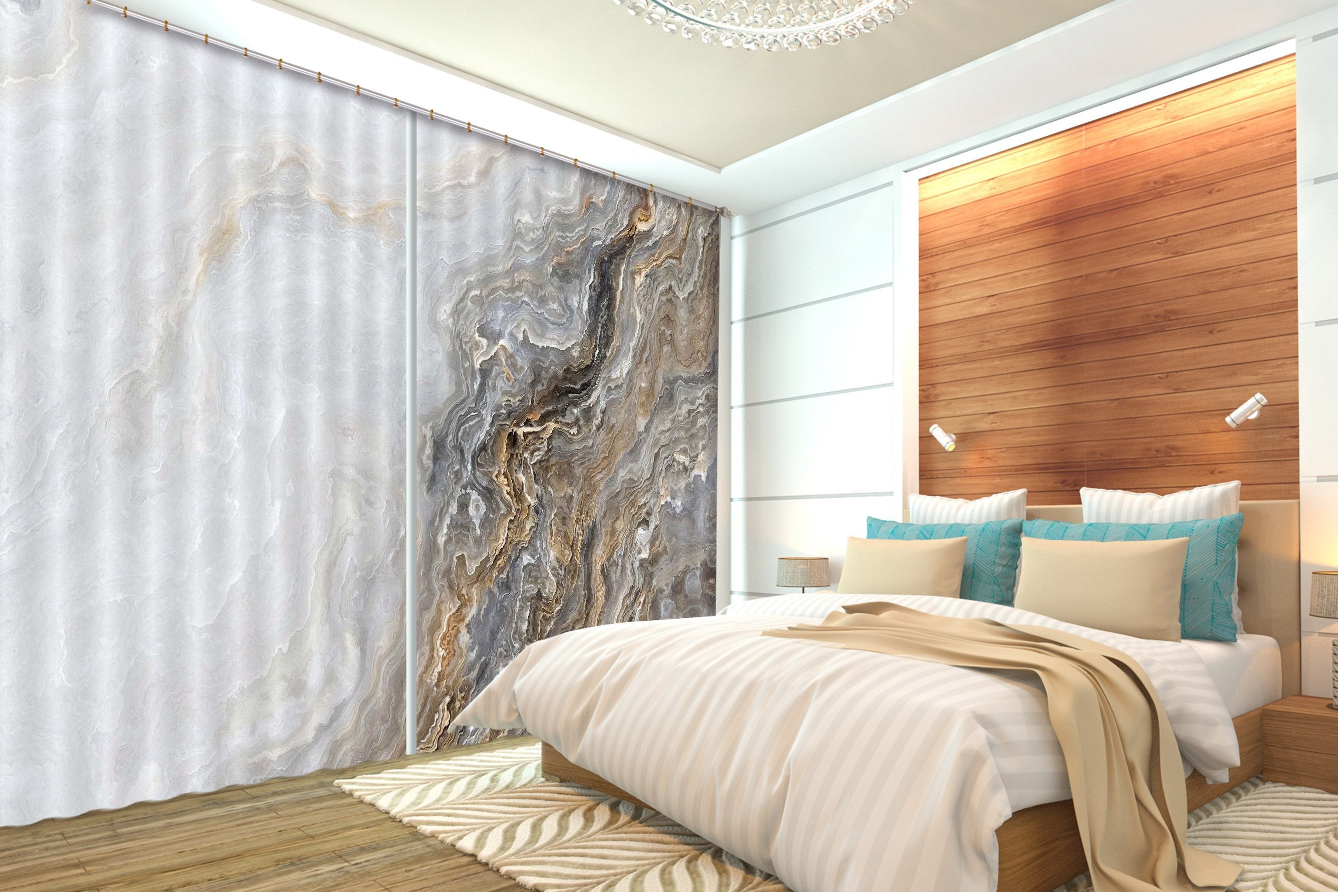 3D Wave Irregular Line 68 Curtains Drapes Curtains AJ Creativity Home