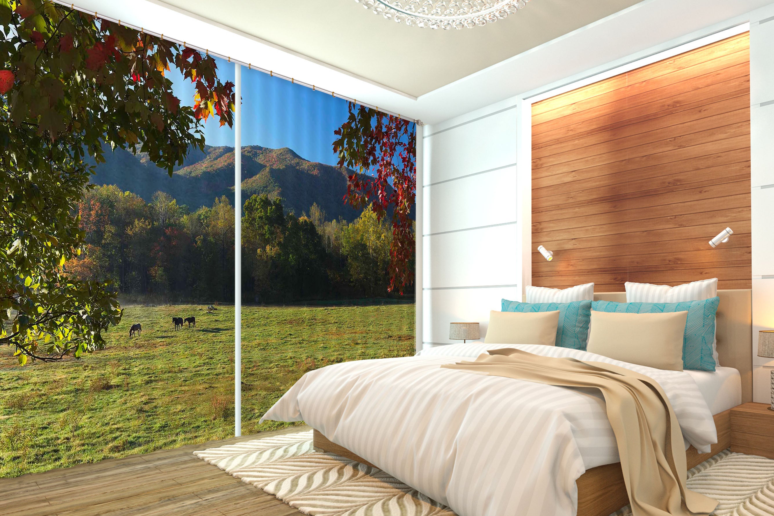 3D Prairie Horse 054 Kathy Barefield Curtain Curtains Drapes