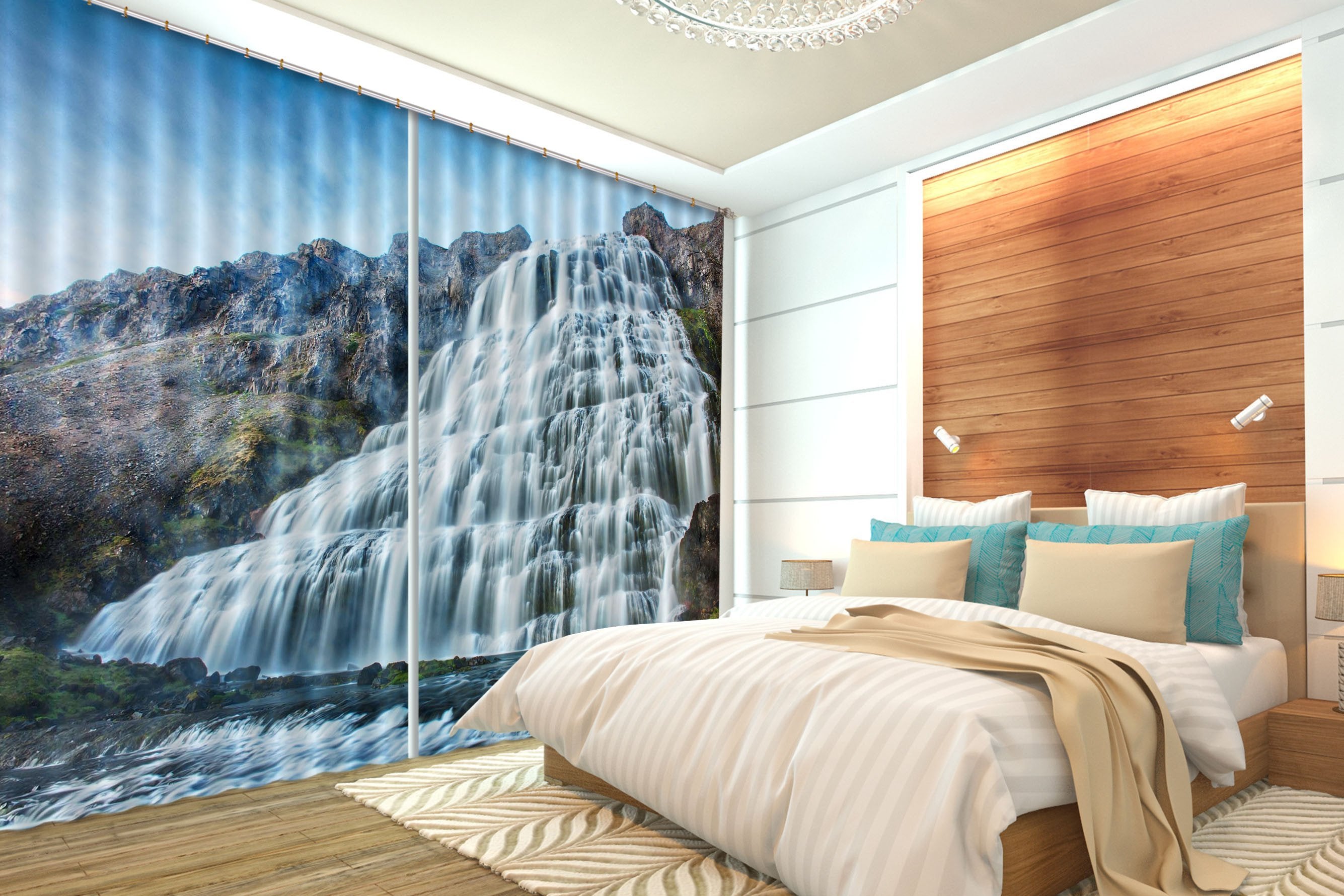 3D Flowing Waterfall Curtains Drapes Wallpaper AJ Wallpaper