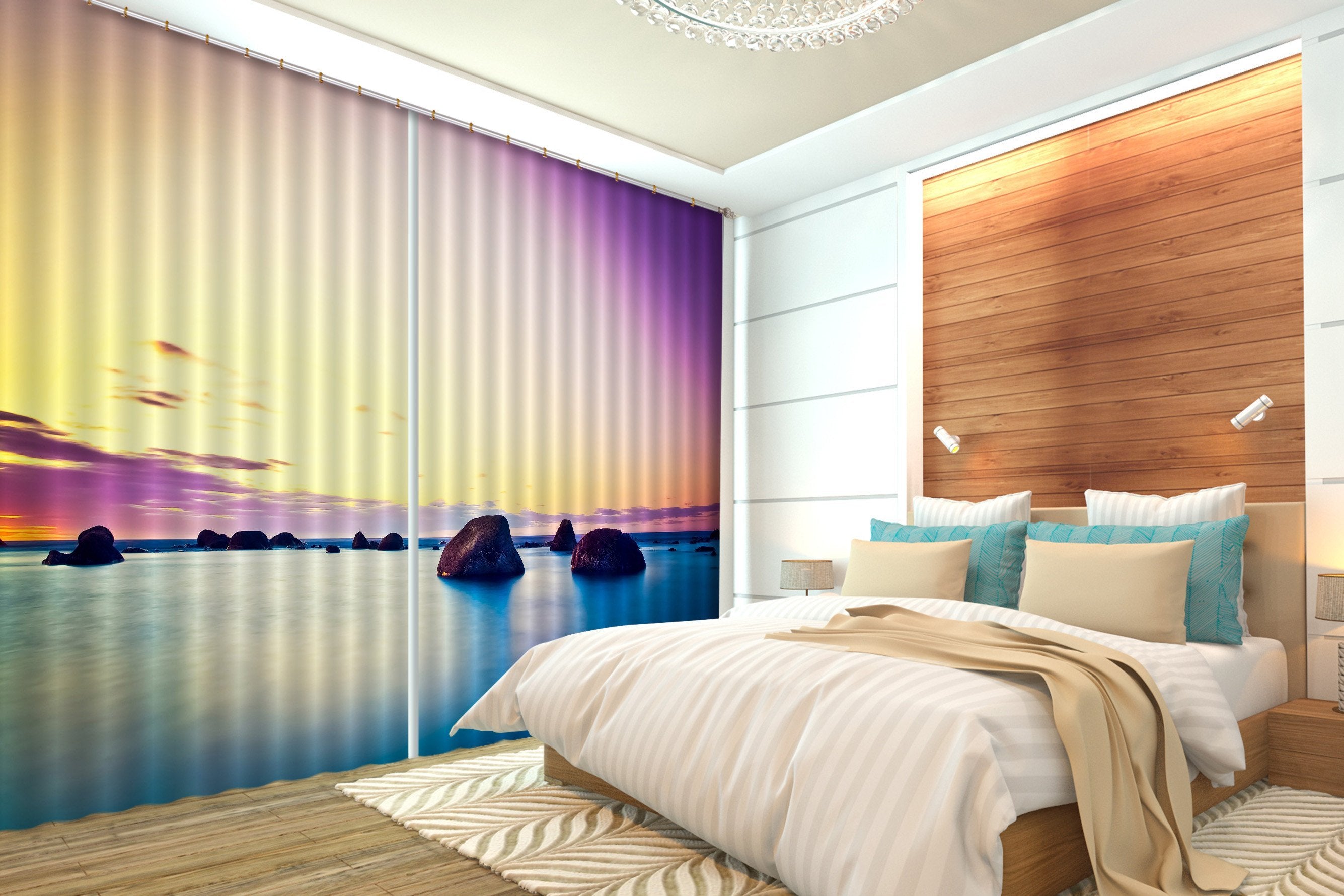 3D Pretty Sea Dusk 162 Curtains Drapes Wallpaper AJ Wallpaper