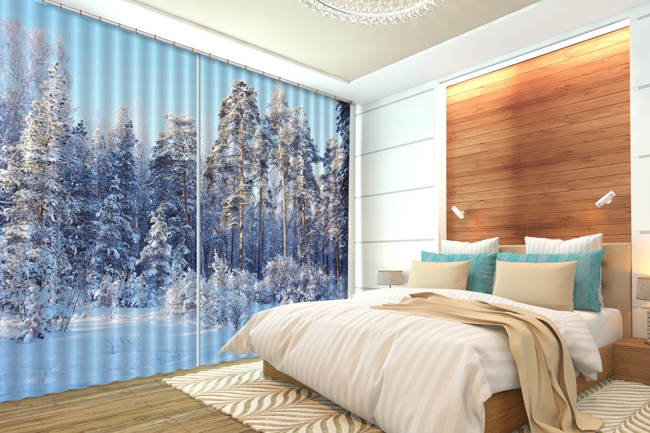 3D Shiny Snow Forest 653 Curtains Drapes Wallpaper AJ Wallpaper